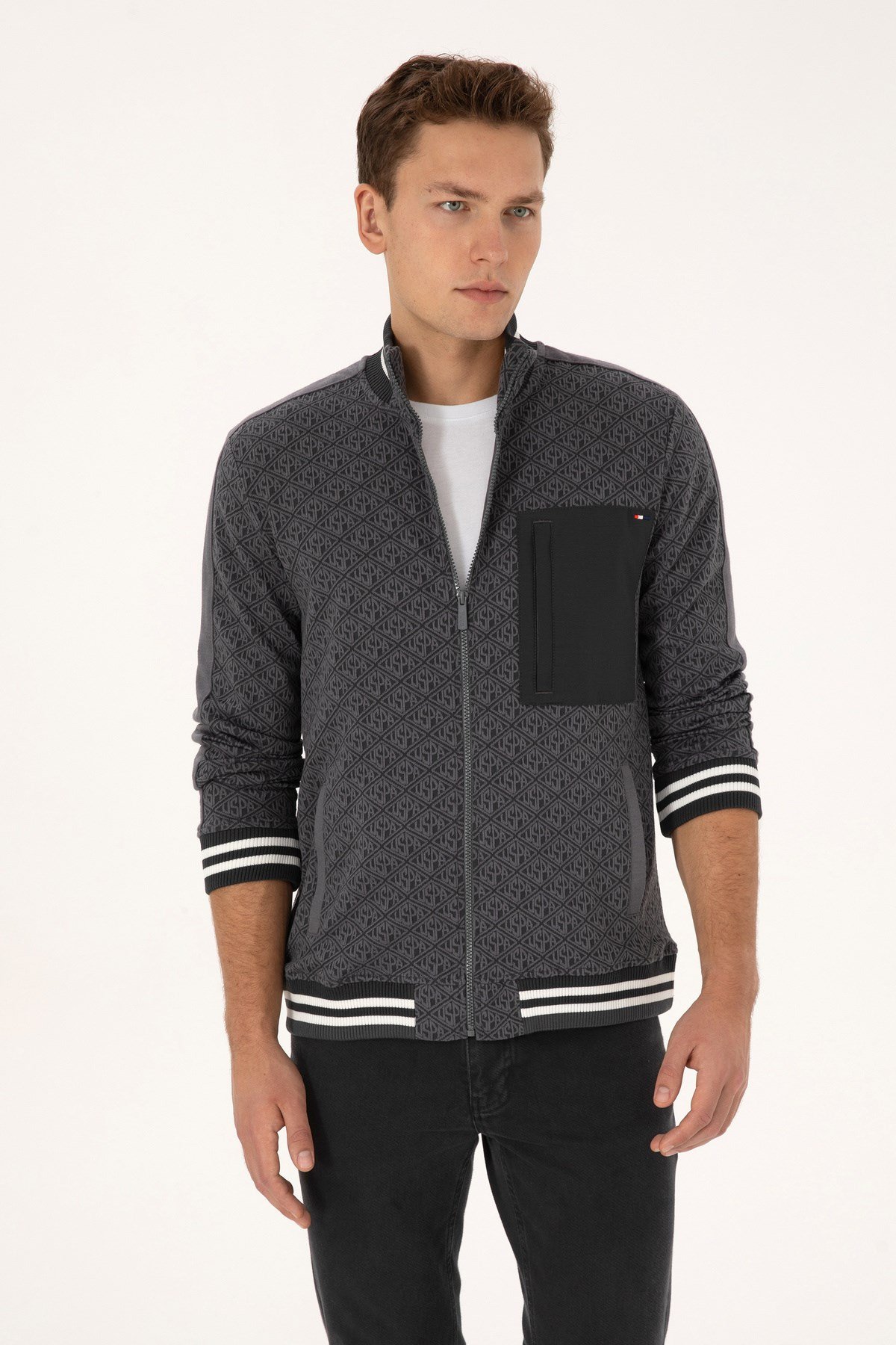 Erkek Regular Fit Gri Fermuarlı Örme Hırka 50309985-VR024