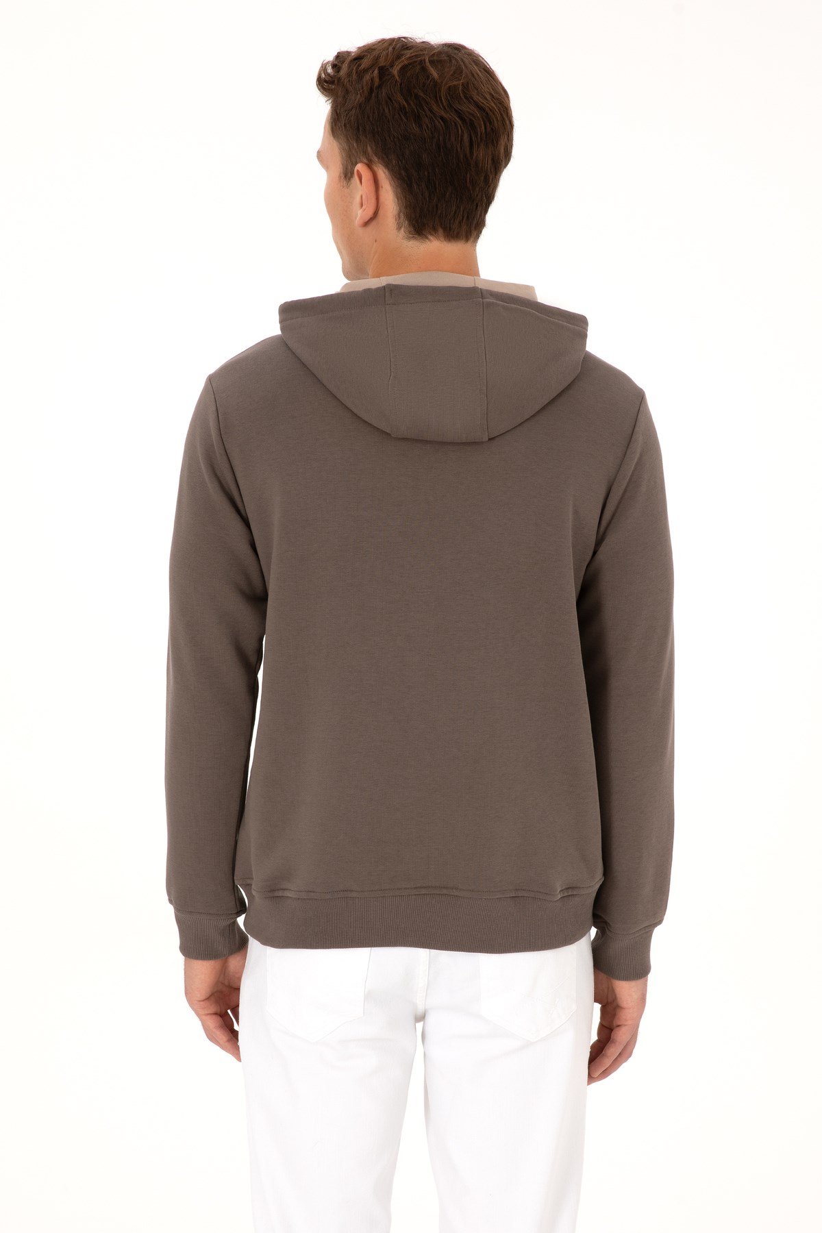 Erkek Regular Fit Kapüşonlu Vizon Sweatshirt 2232255