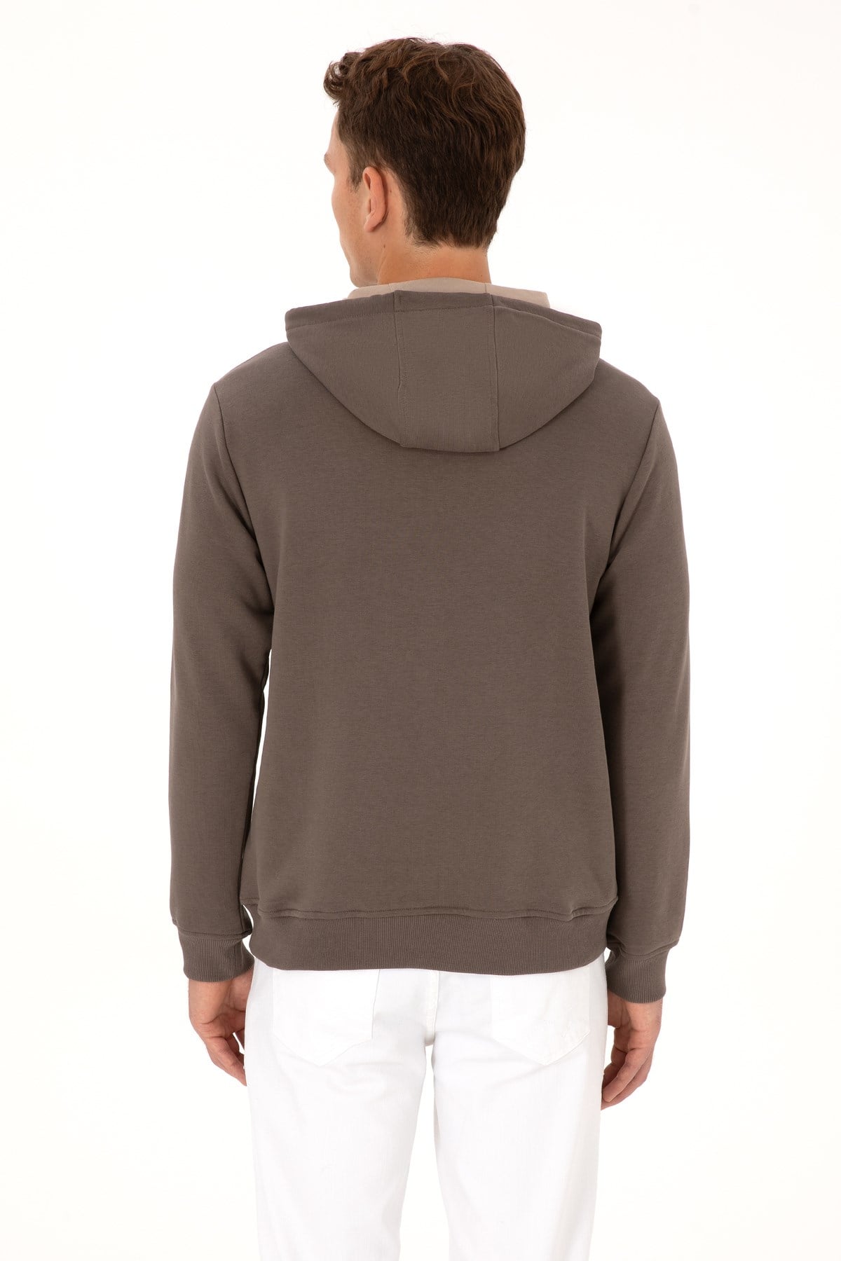 Erkek Regular Fit Kapüşonlu Vizon Sweatshirt 2232255
