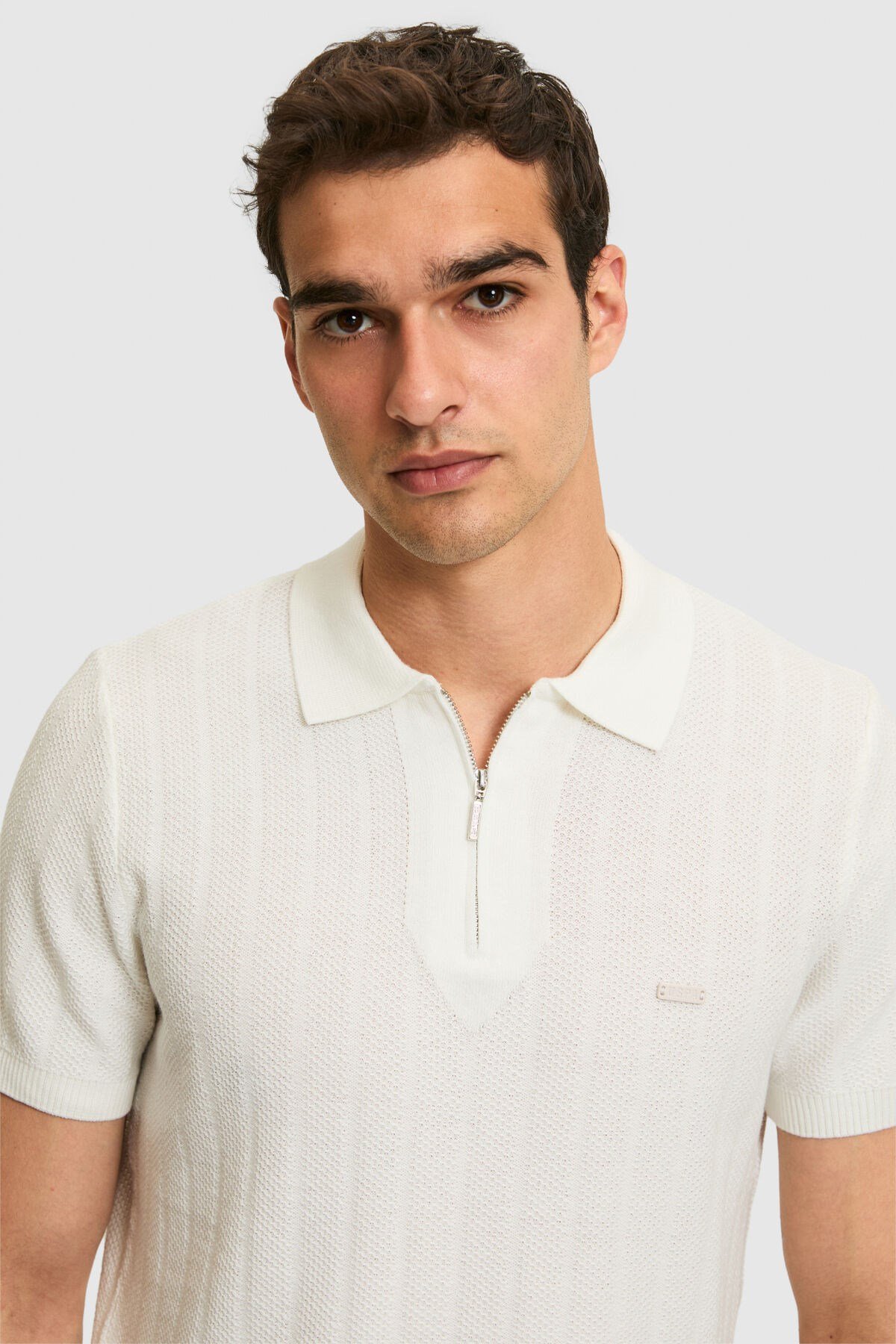 Erkek Regular Fit Polo Yaka Beyaz Tişört 50320038-VR071