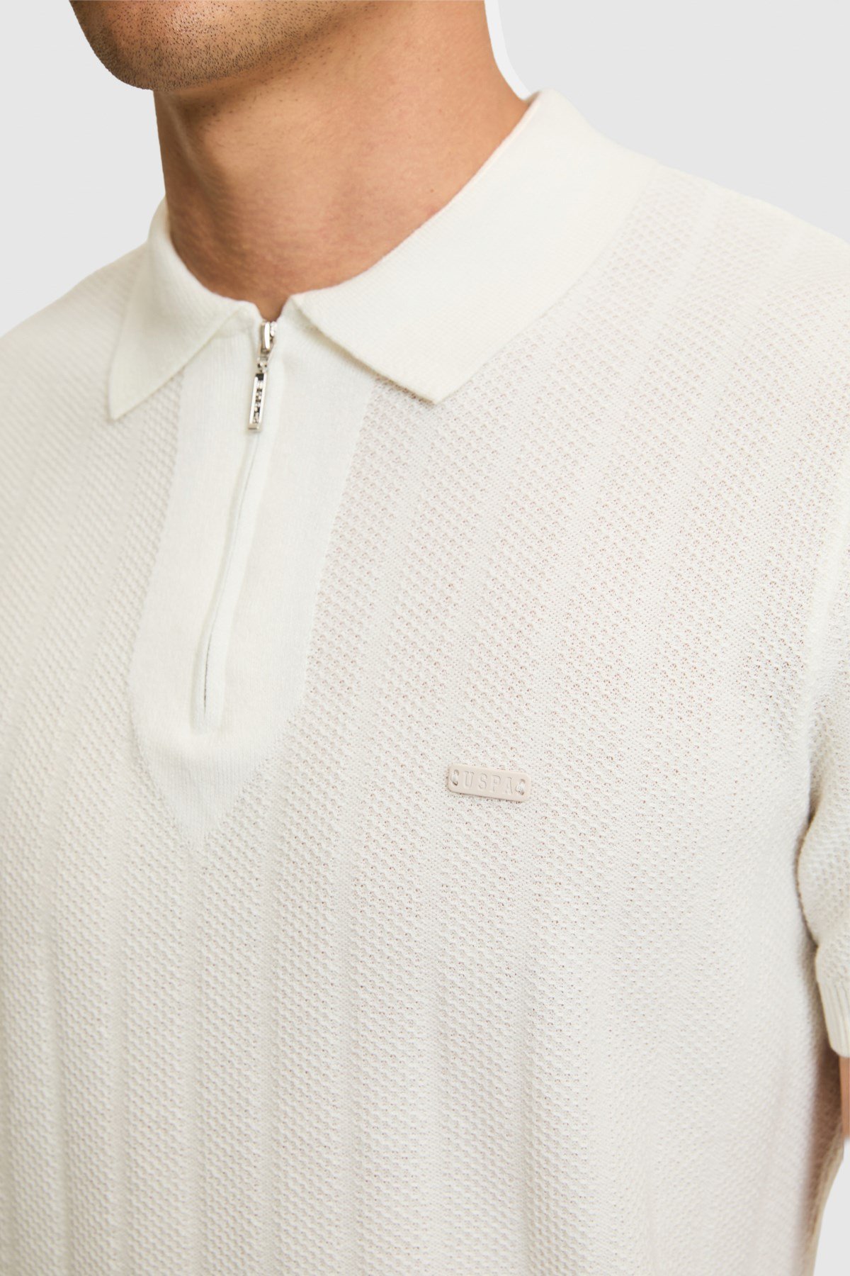 Erkek Regular Fit Polo Yaka Beyaz Tişört 50320038-VR071