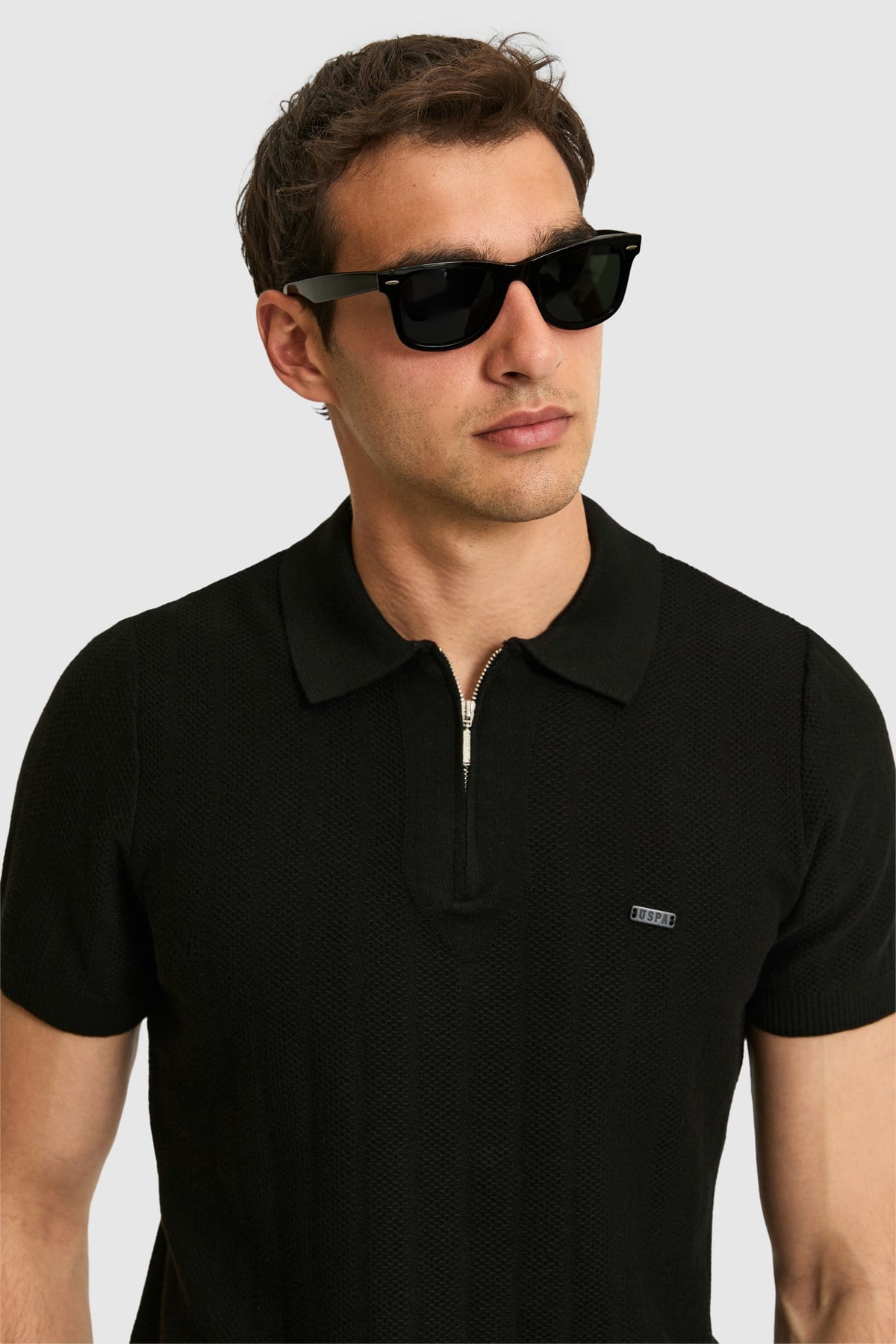 Erkek Regular Fit Polo Yaka Siyah Tişört 50320038-VR046