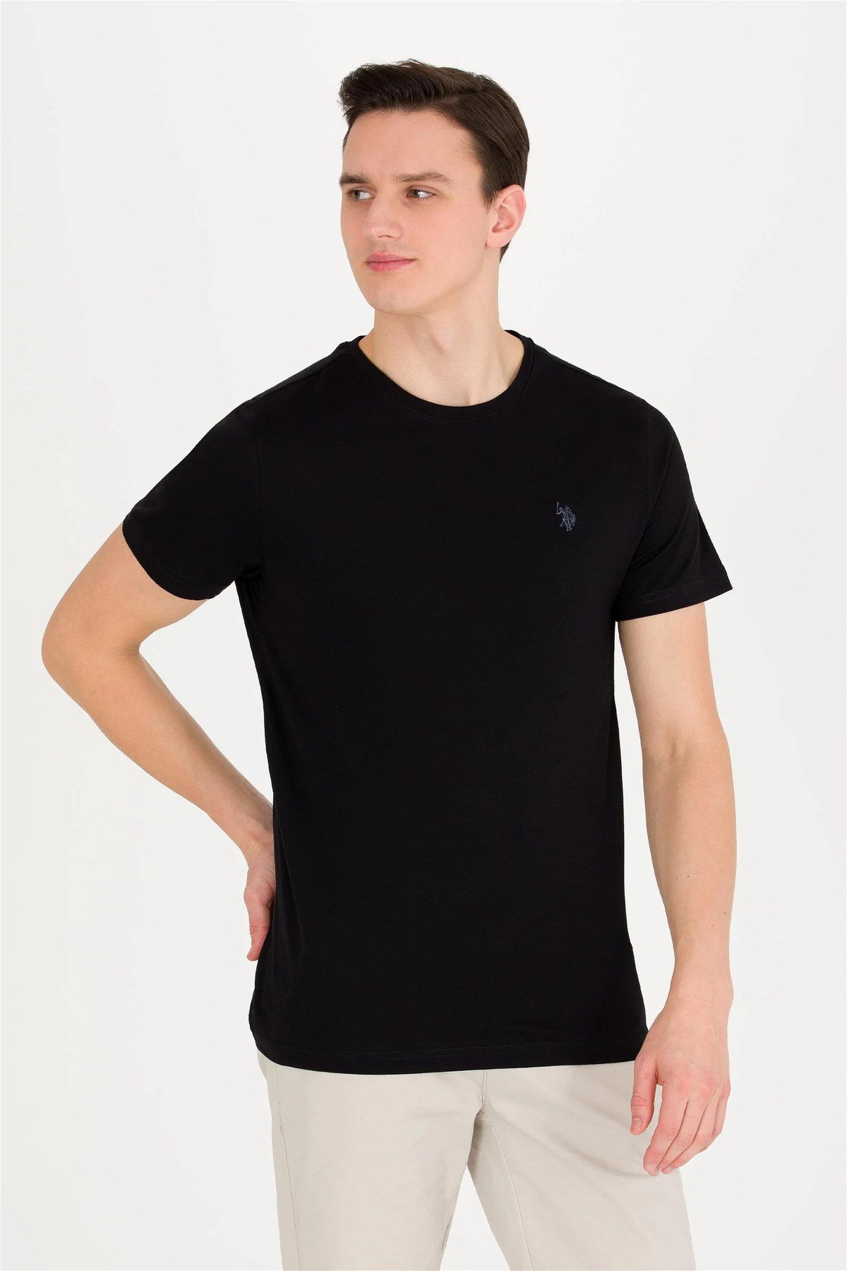 Erkek Siyah Basic Bisiklet Yaka Tişört G081SZ011.000.1571032.VR046