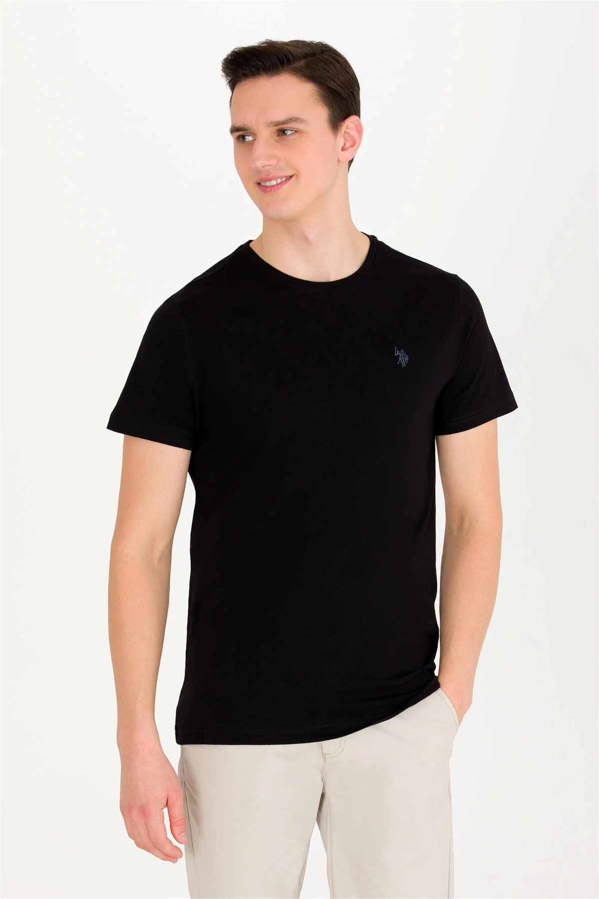 Erkek Siyah Basic Bisiklet Yaka Tişört G081SZ011.000.1571032.VR046