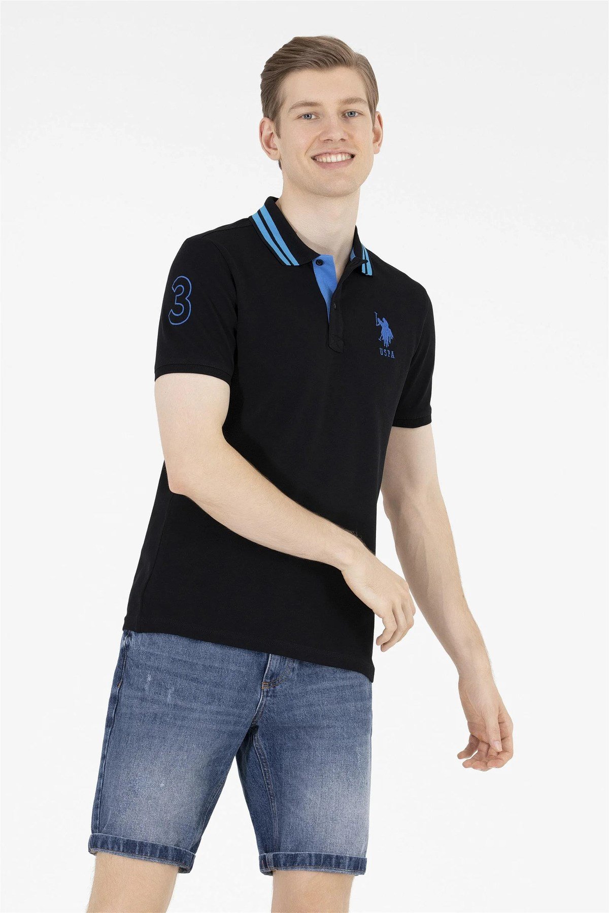 Erkek Siyah Basic Polo Yaka Tişört G081GL011.000.1571222.VR046