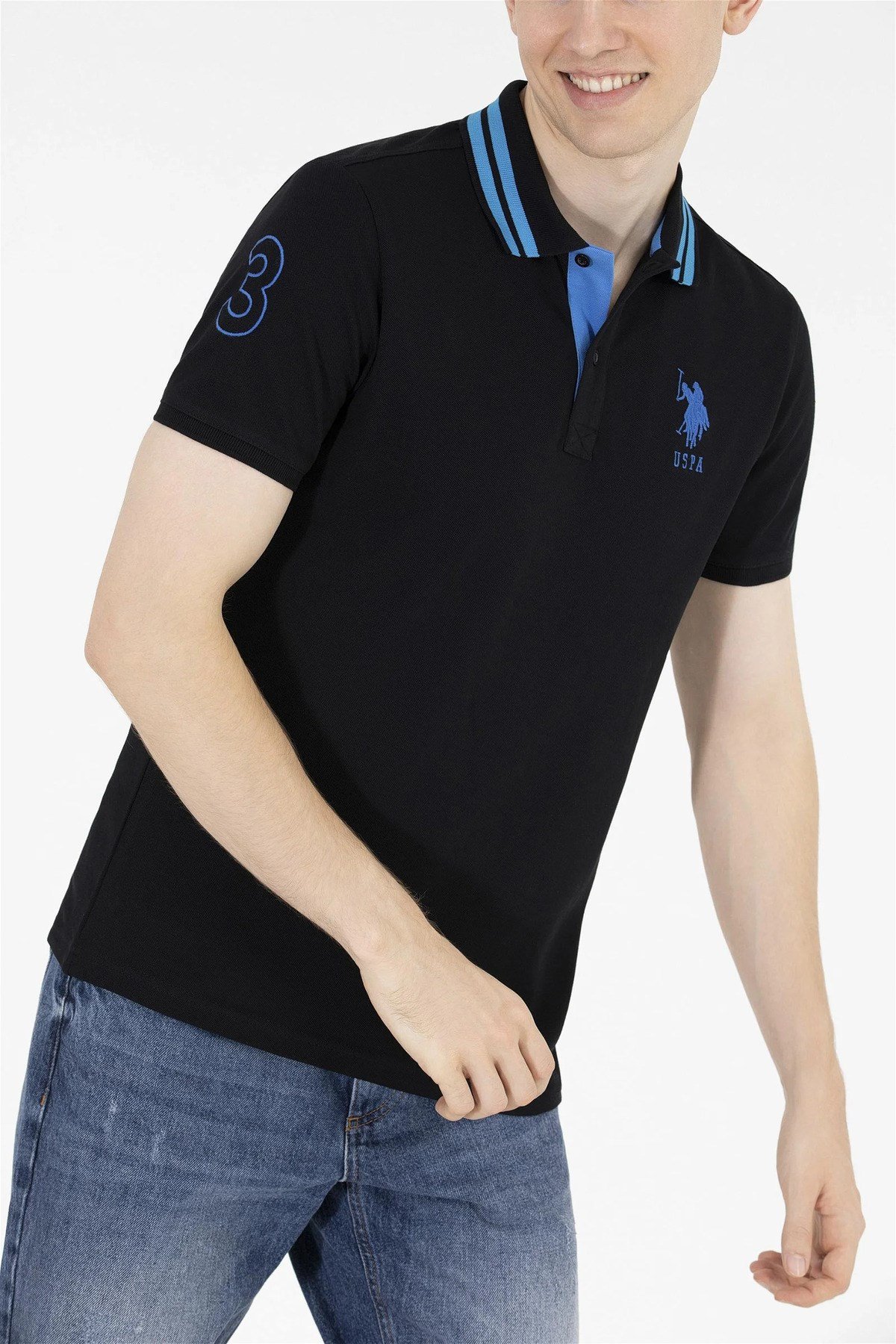 Erkek Siyah Basic Polo Yaka Tişört G081GL011.000.1571222.VR046