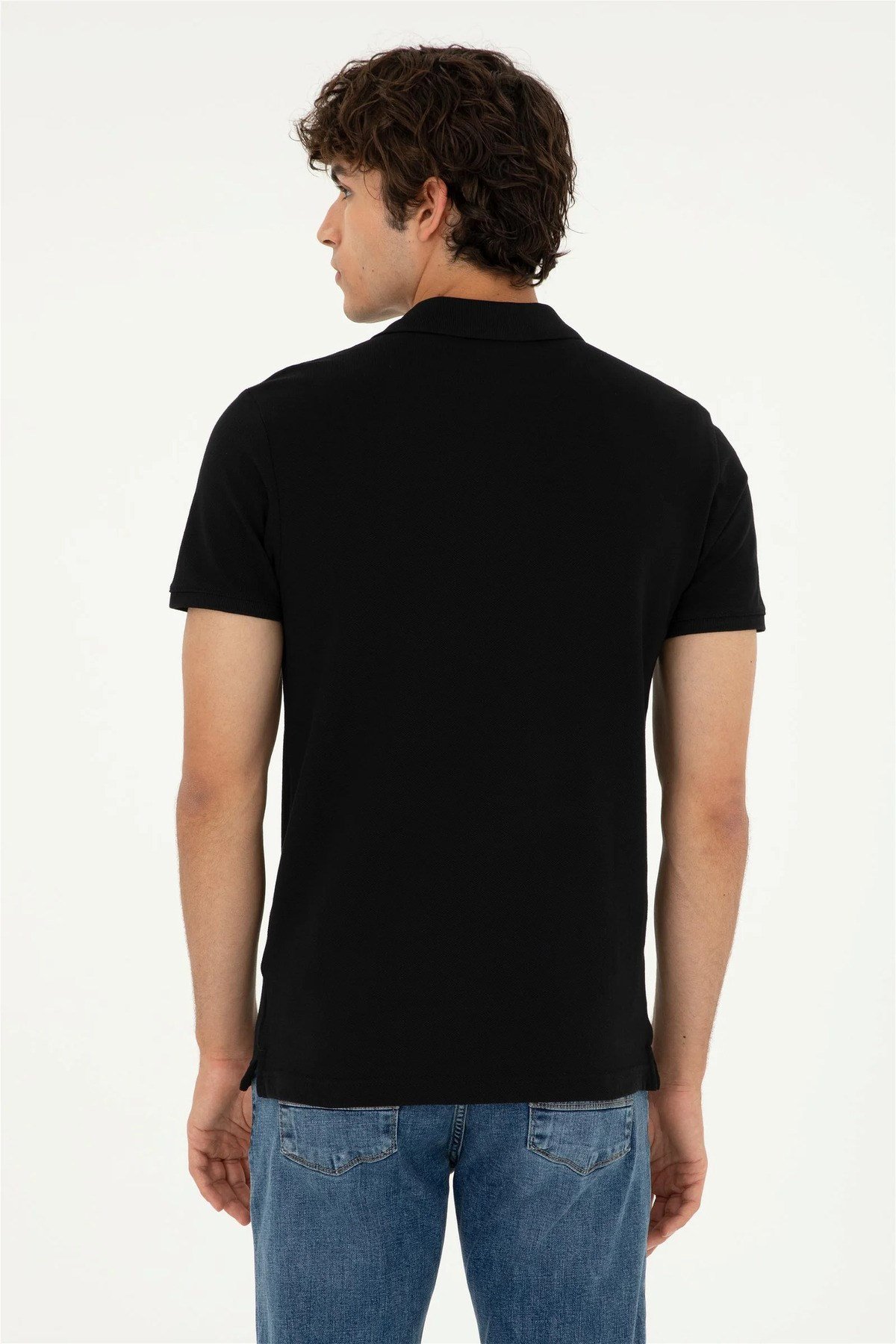 Erkek Siyah Basic T-Shirt %100 Pamuk 1794763