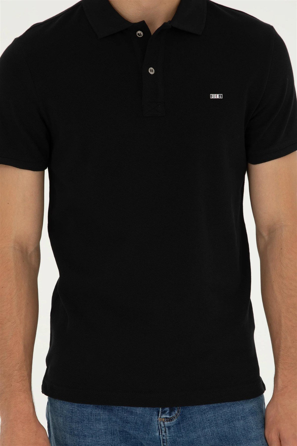 Erkek Siyah Basic T-Shirt %100 Pamuk 1794763