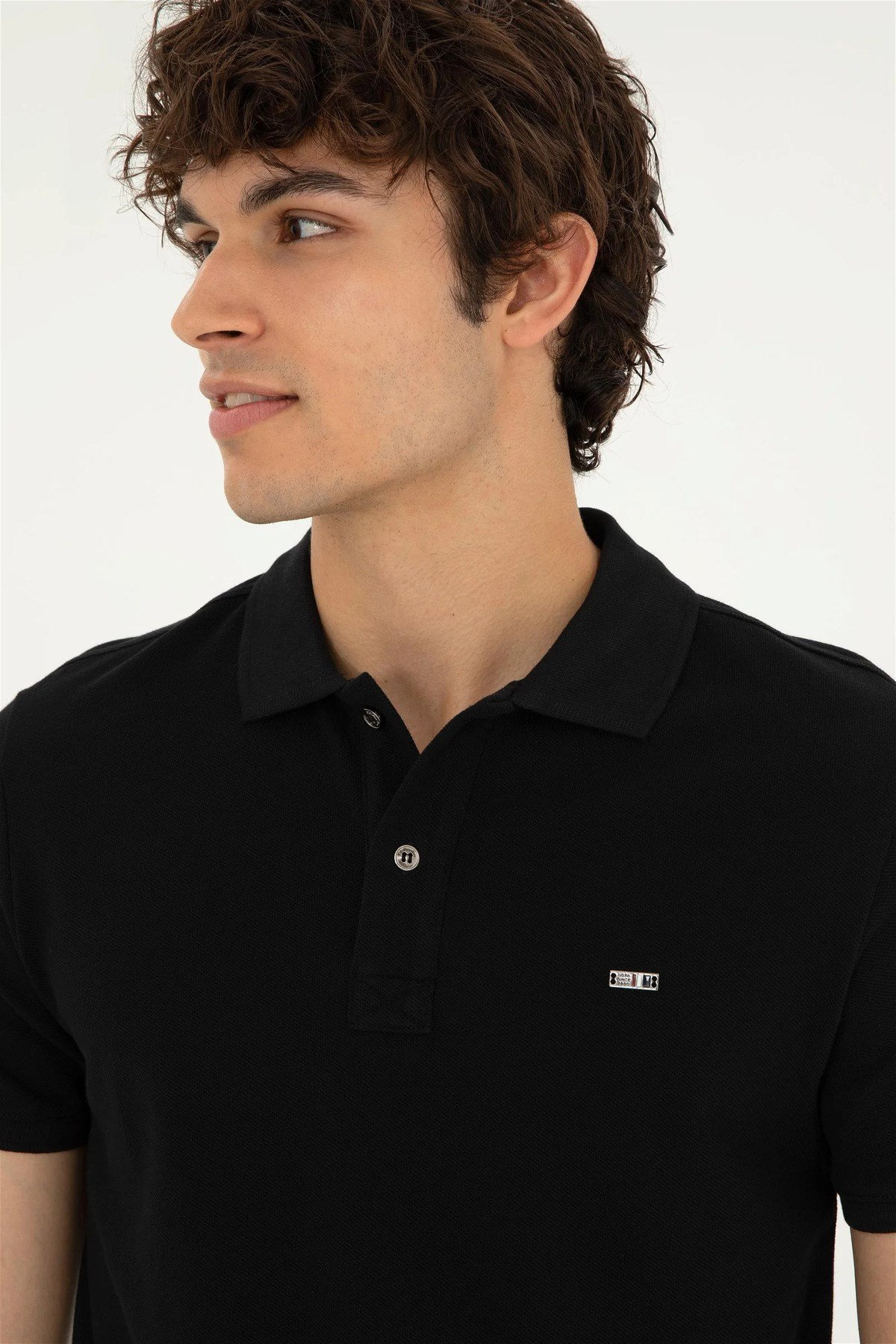 Erkek Siyah Basic T-Shirt %100 Pamuk 1794763