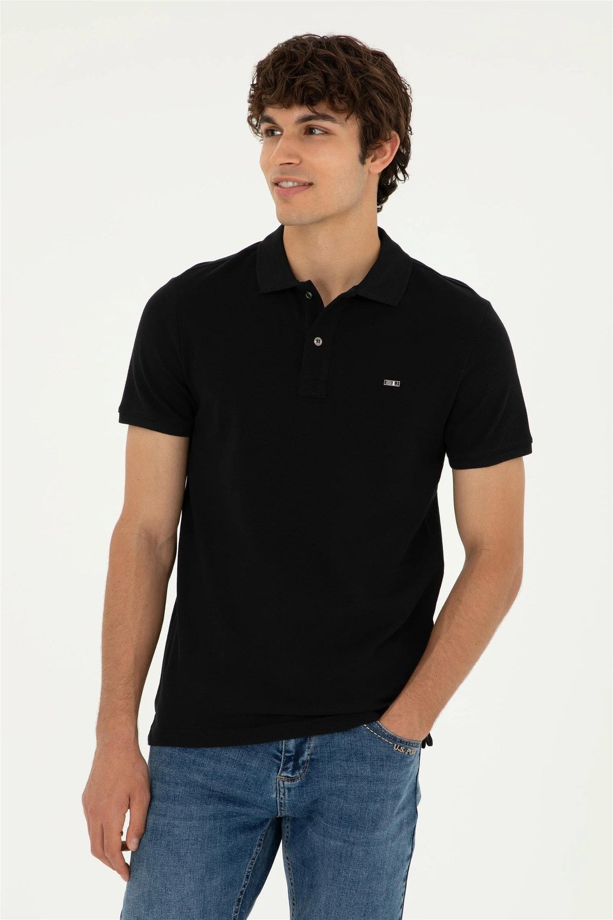 Erkek Siyah Basic T-Shirt %100 Pamuk 1794763