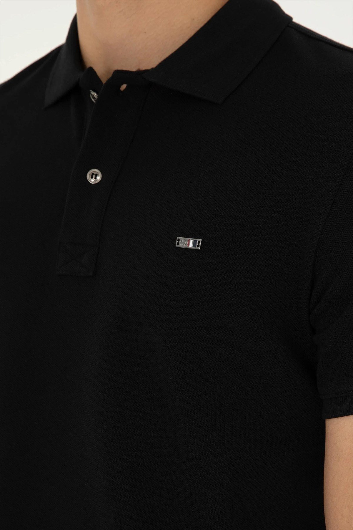 Erkek Siyah Basic T-Shirt %100 Pamuk 1794763