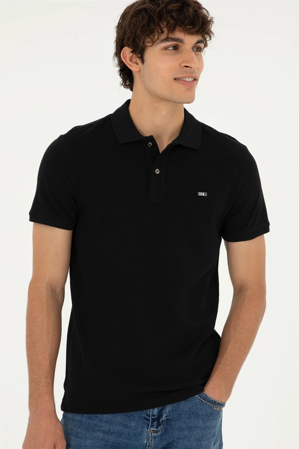Erkek Siyah Basic T-Shirt %100 Pamuk 1794763