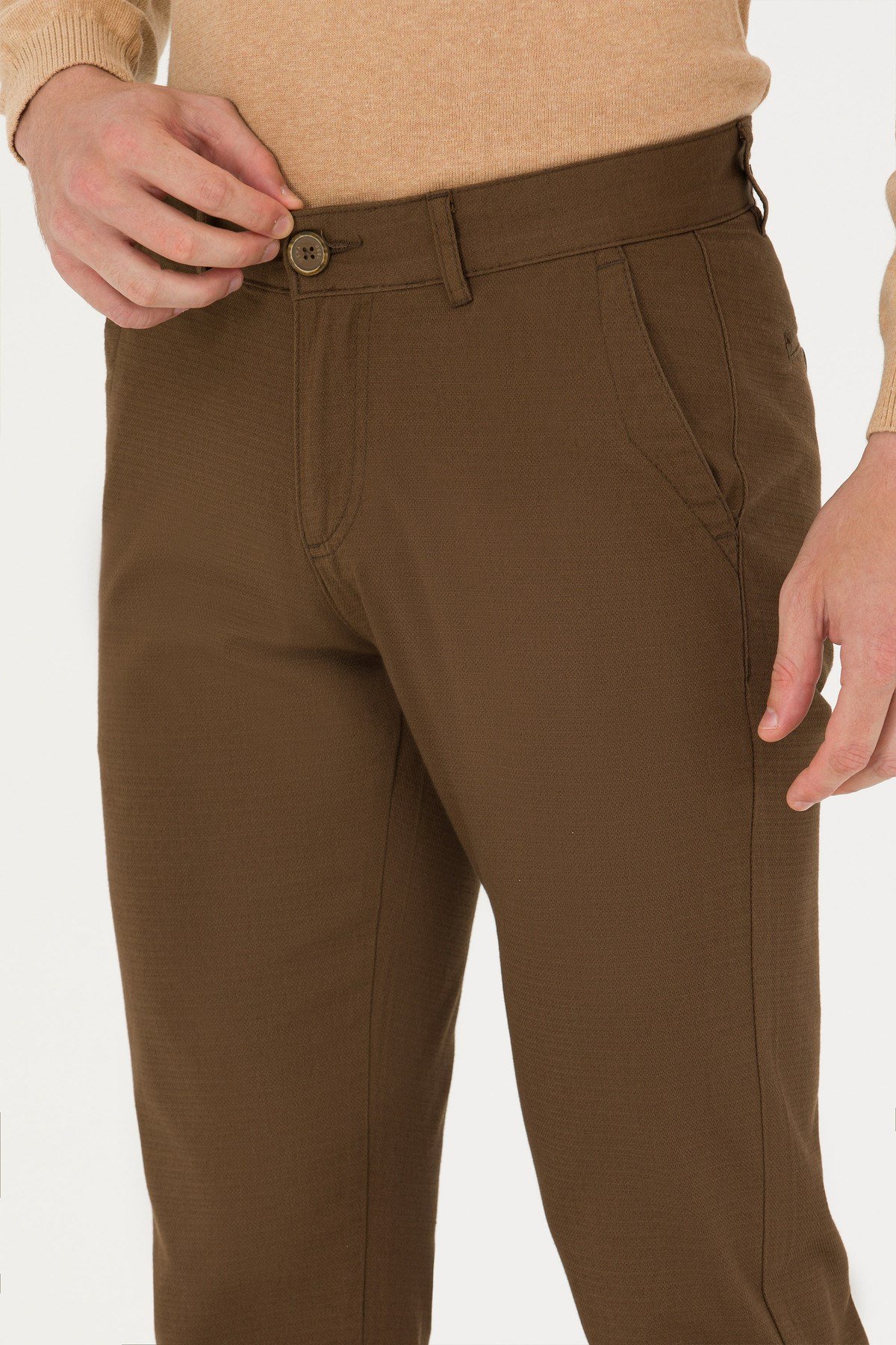 Erkek Slim Fit Coconut Kanvas Pantolon 50275828-VR153