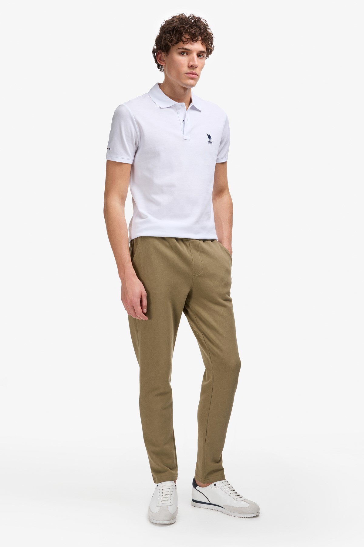 Erkek Slim Fit Polo Yaka Beyaz Basic Tişört 50322304-VR013