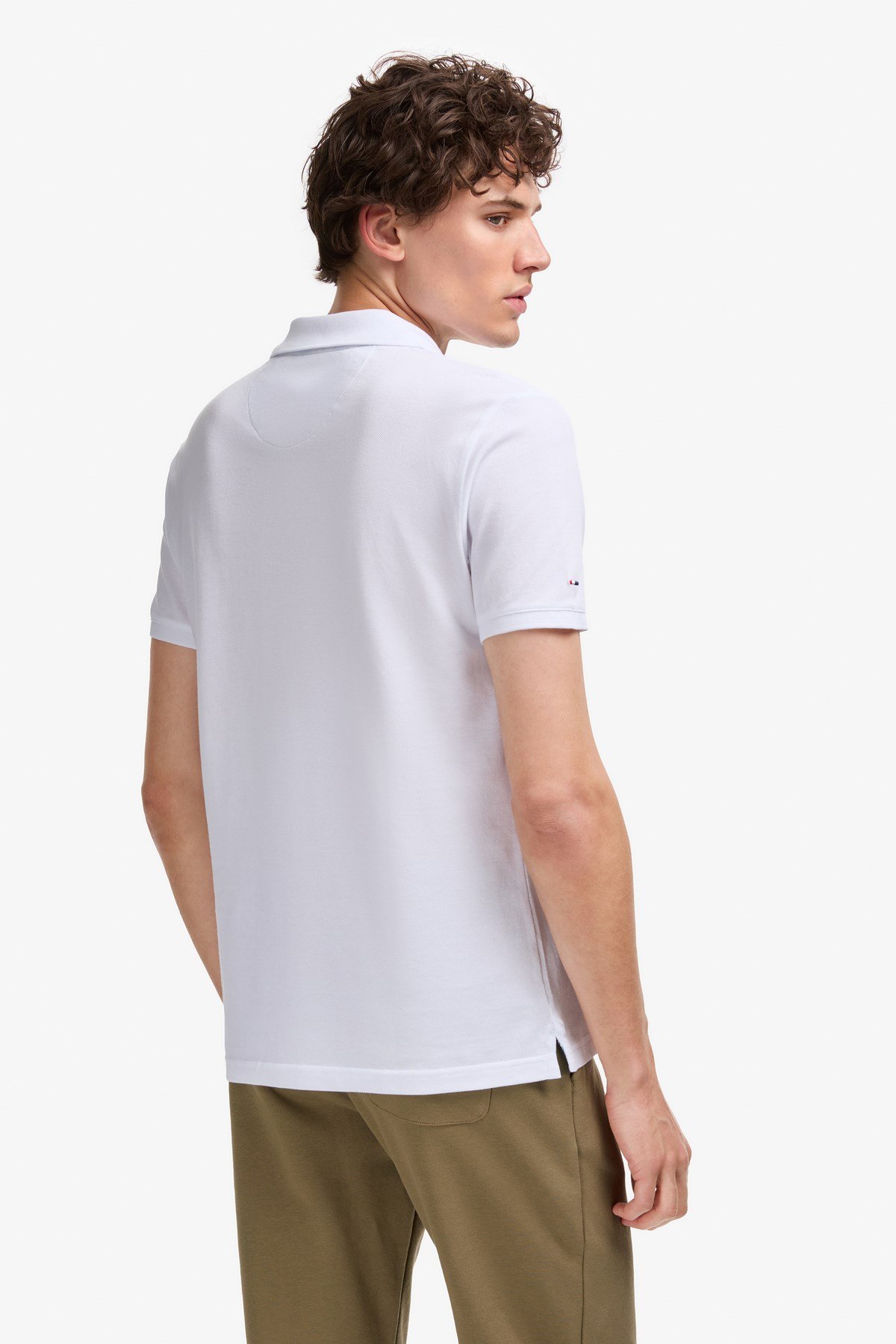 Erkek Slim Fit Polo Yaka Beyaz Basic Tişört 50322304-VR013