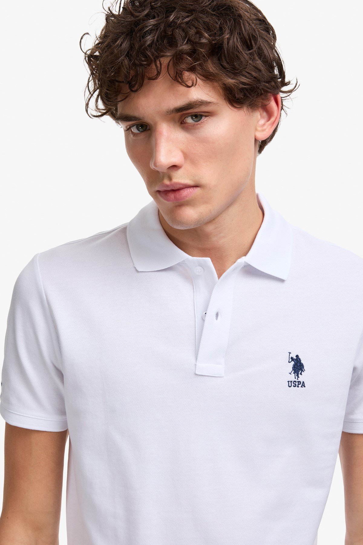 Erkek Slim Fit Polo Yaka Beyaz Basic Tişört 50322304-VR013