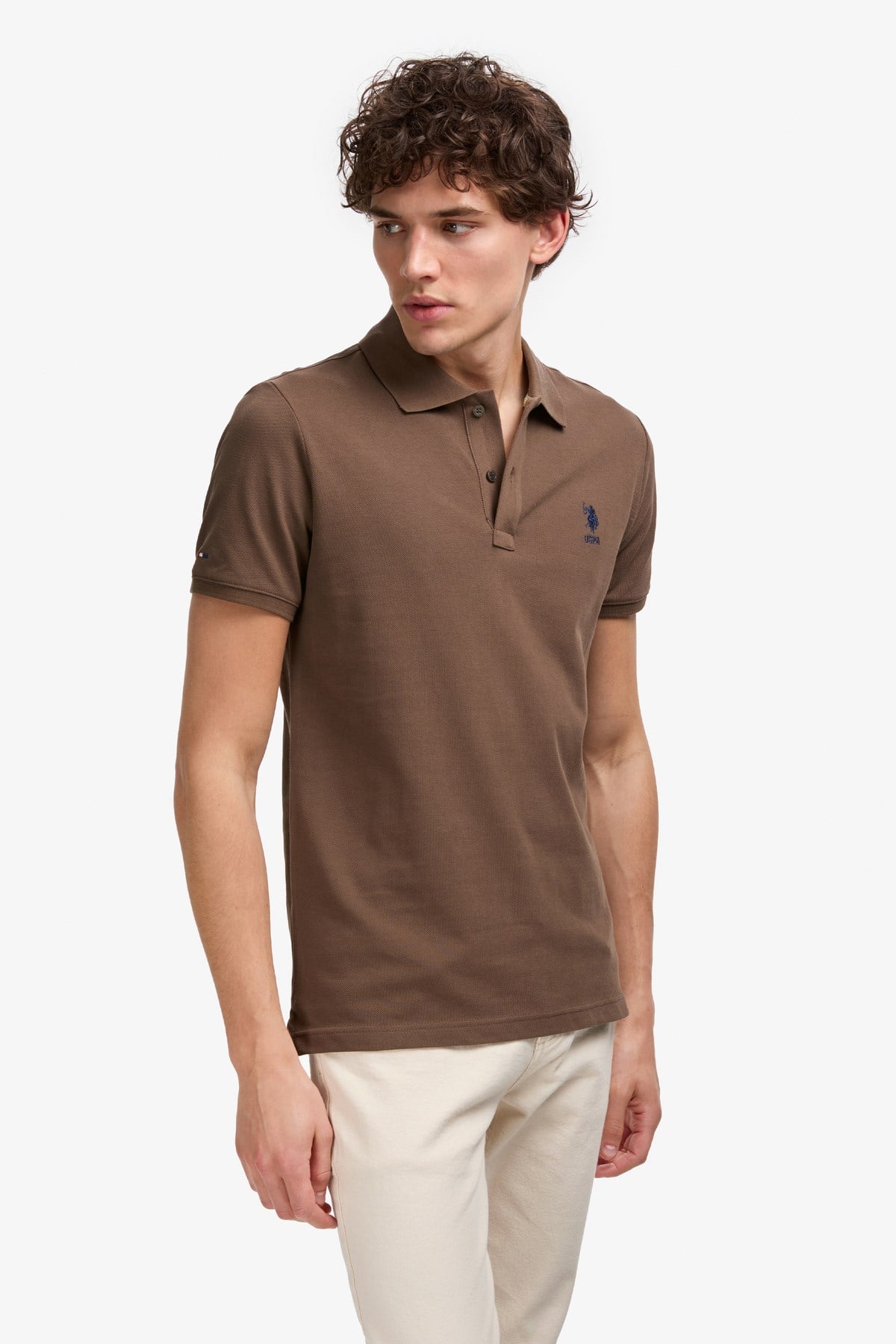 Erkek Slim Fit Polo Yaka Mavi Basic Tişört 50322304-VR036