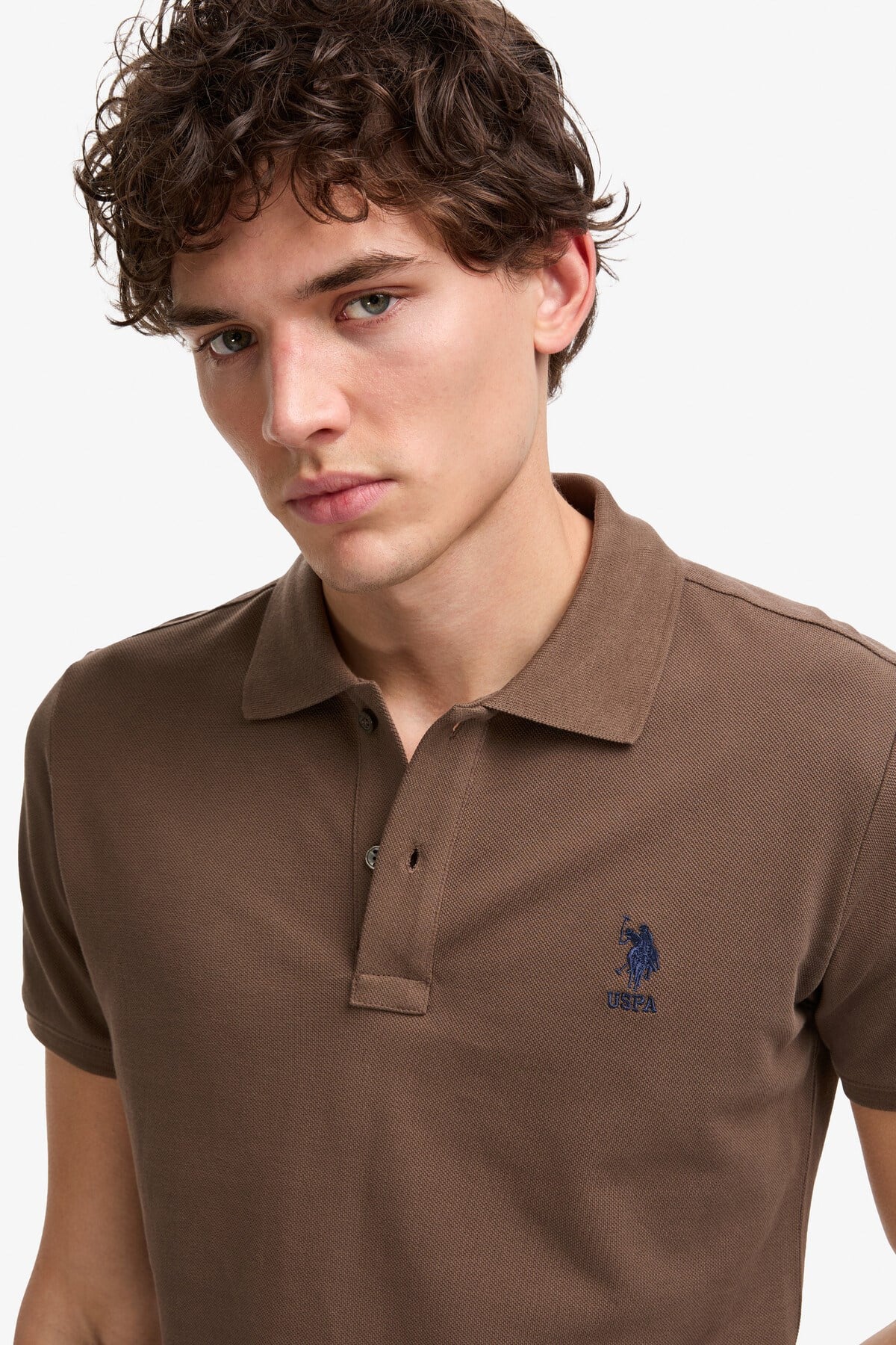 Erkek Slim Fit Polo Yaka Mavi Basic Tişört 50322304-VR036