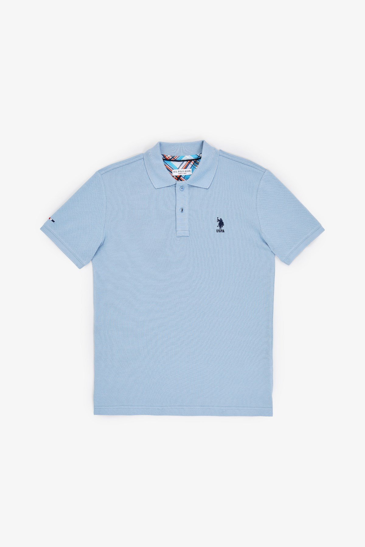 Erkek Slim Fit Polo Yaka Mavi Basic Tişört 50322304-VR036