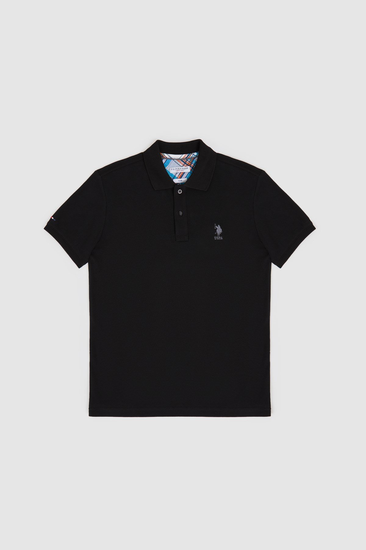 Erkek Slim Fit Polo Yaka Siyah Basic Tişört 50322304-VR046
