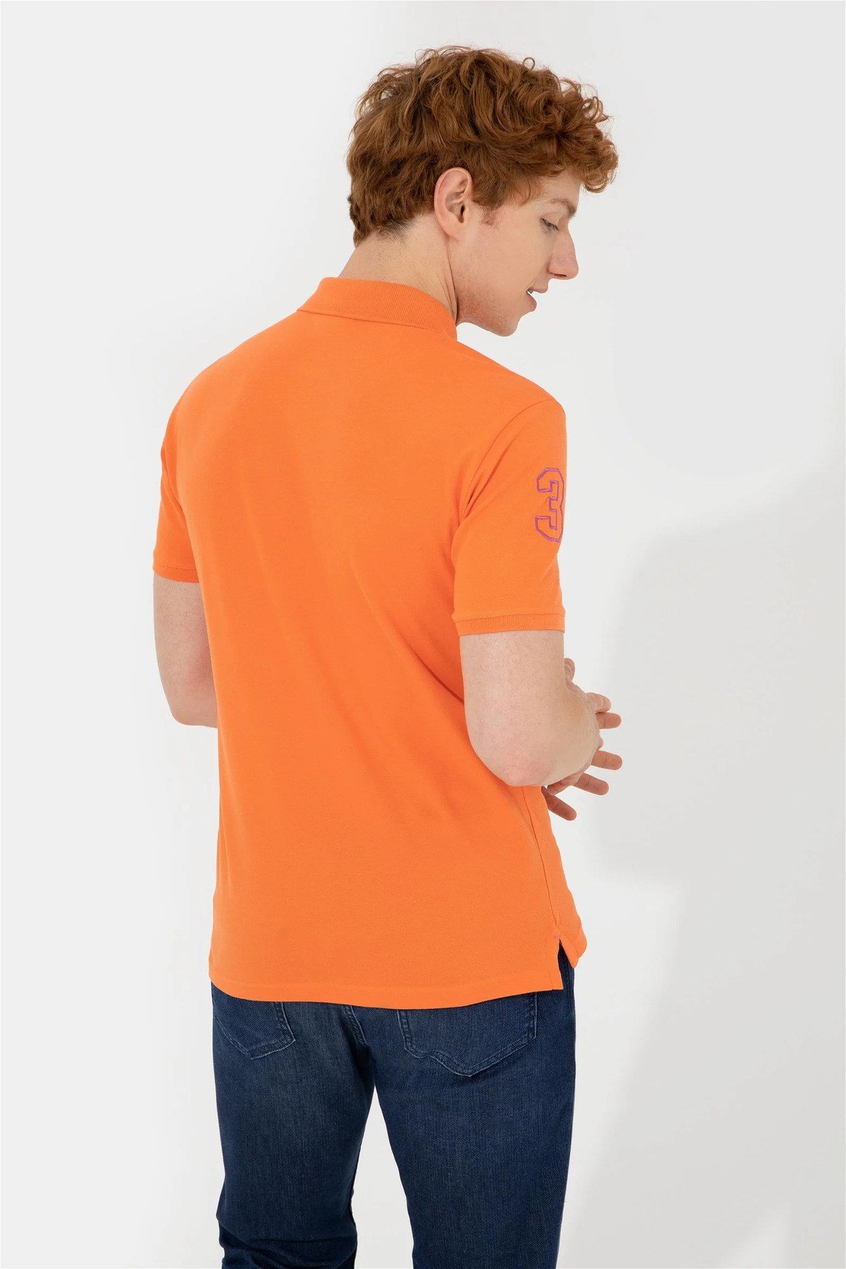 Erkek Turuncu Polo Yaka T-Shirt Basic G081SZ011.000.1350307.VR051