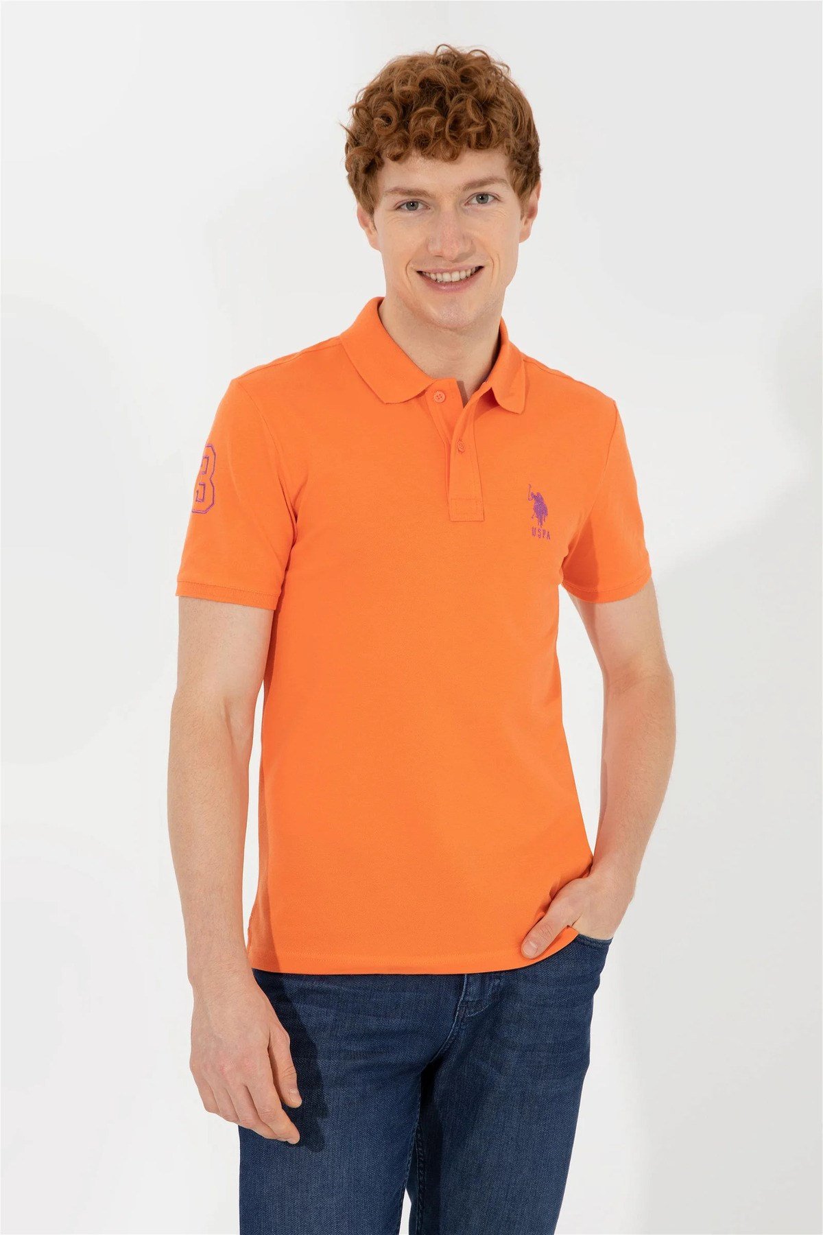 Erkek Turuncu Polo Yaka T-Shirt Basic G081SZ011.000.1350307.VR051