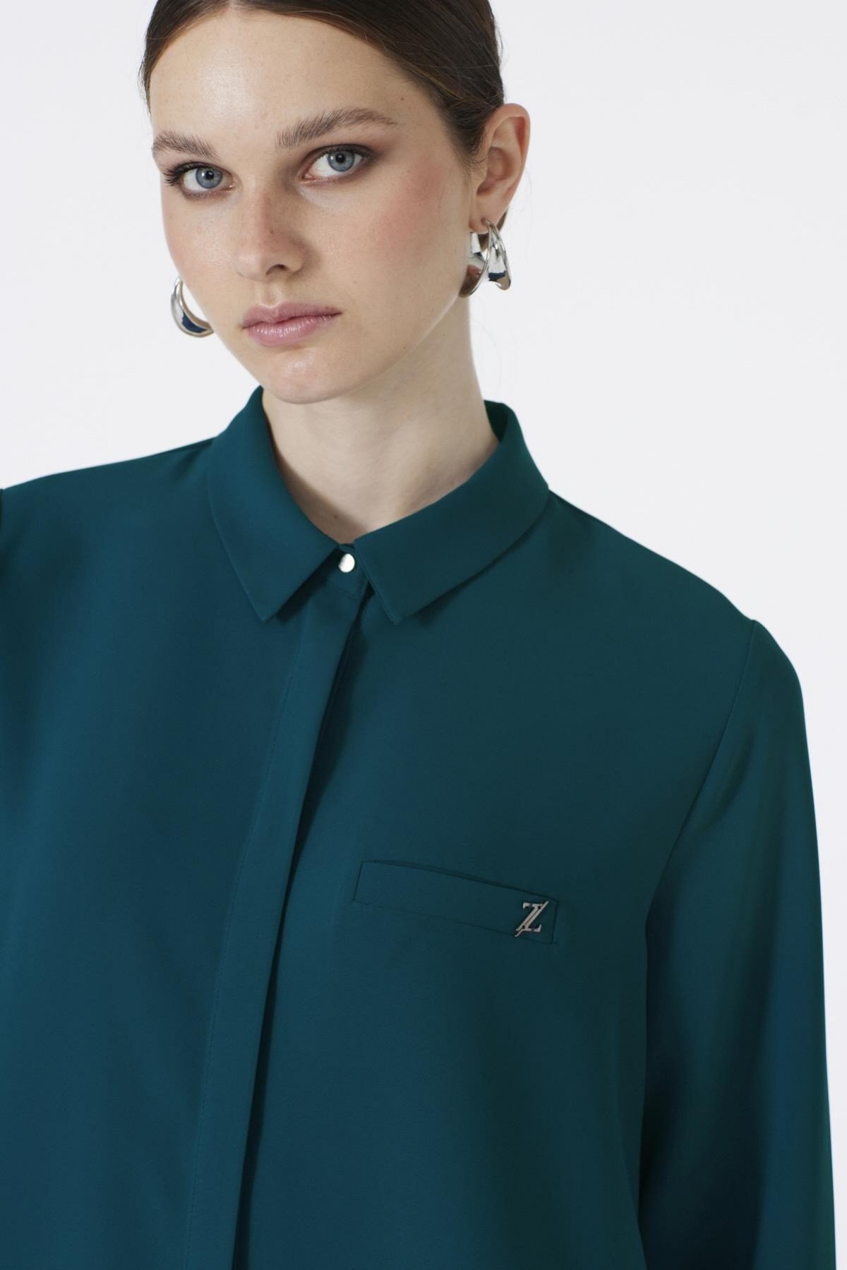 Gizli Düğme Detaylı Indigo Tunik T-0767