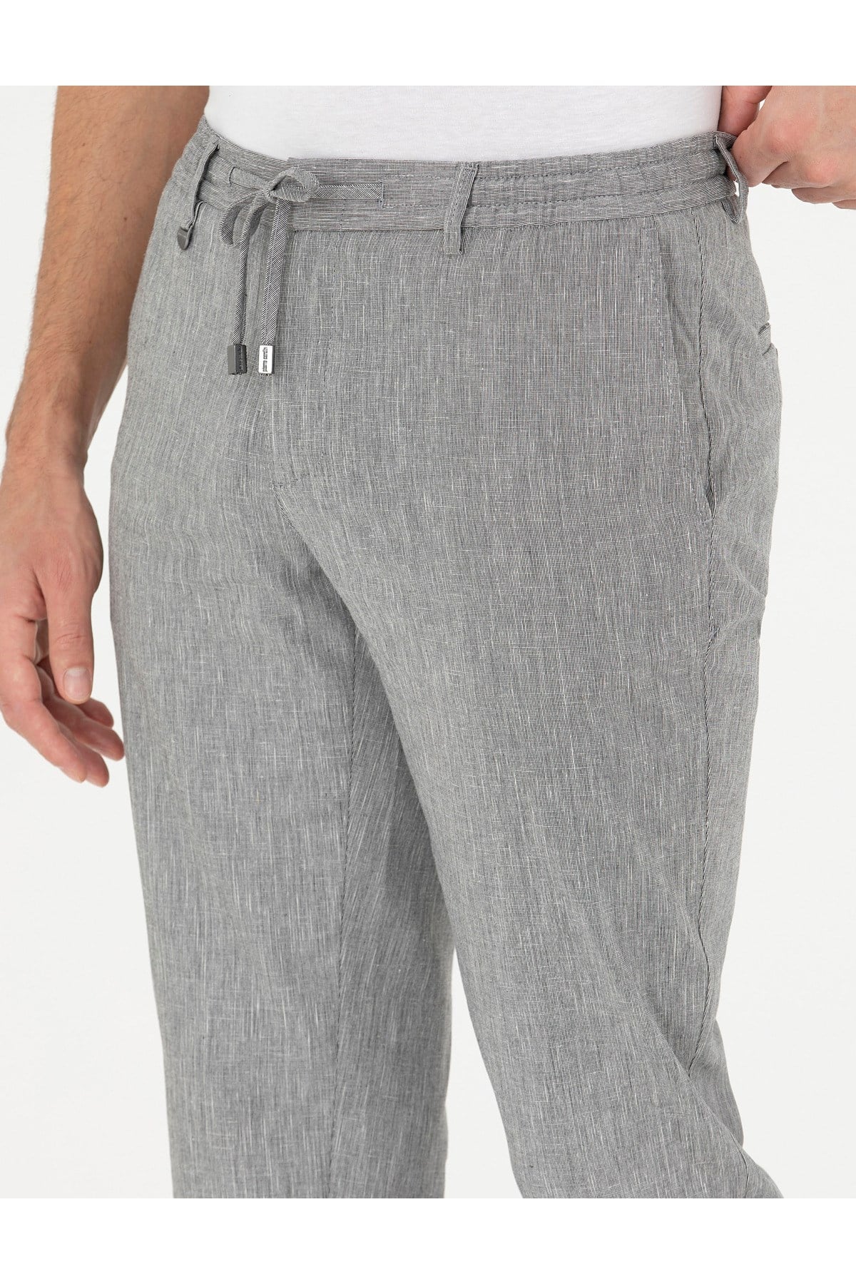 Gri Ex. Slim Fit Keten Karışımlı Kumaş Pantolon 50284934-VR024