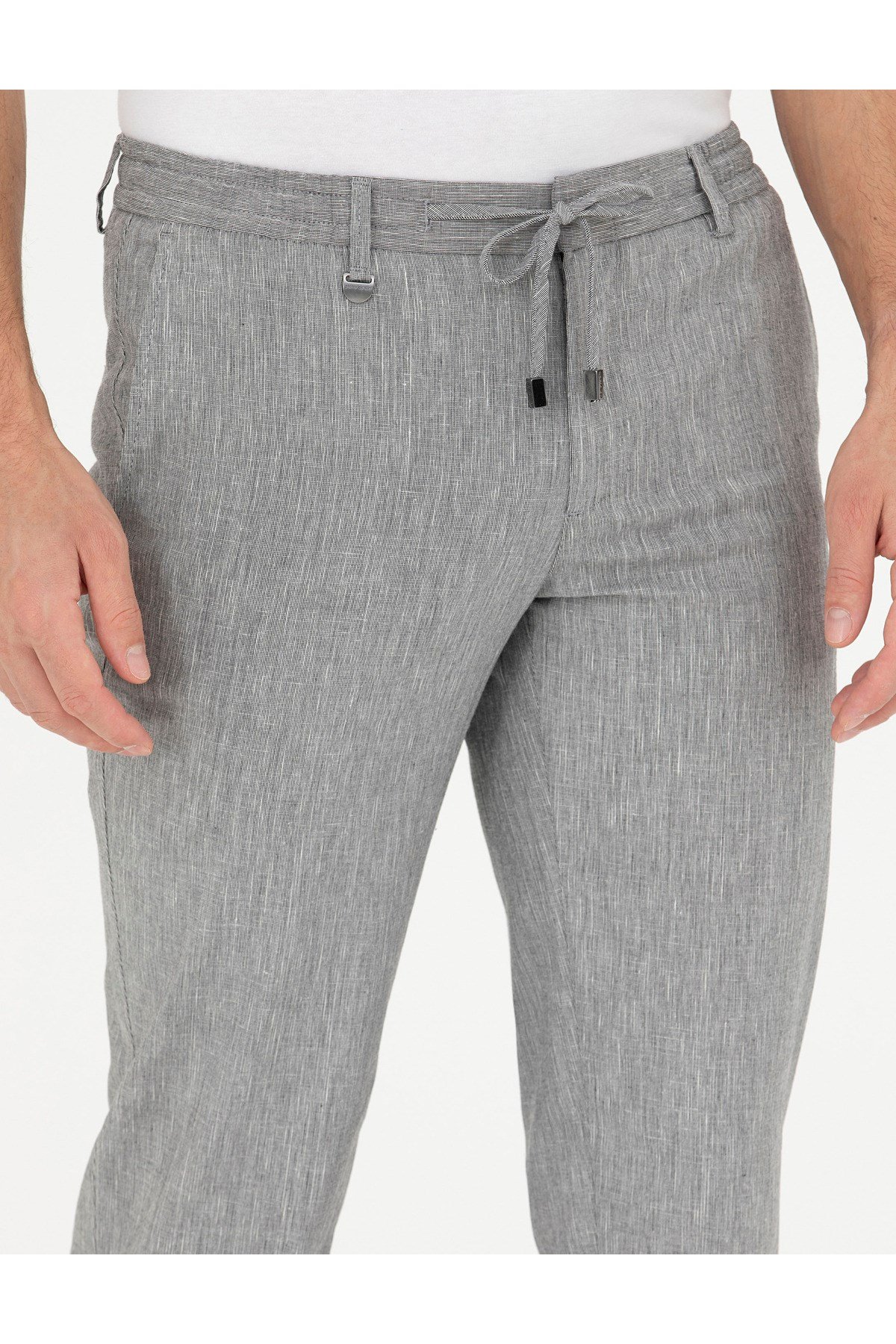 Gri Ex. Slim Fit Keten Karışımlı Kumaş Pantolon 50284934-VR024