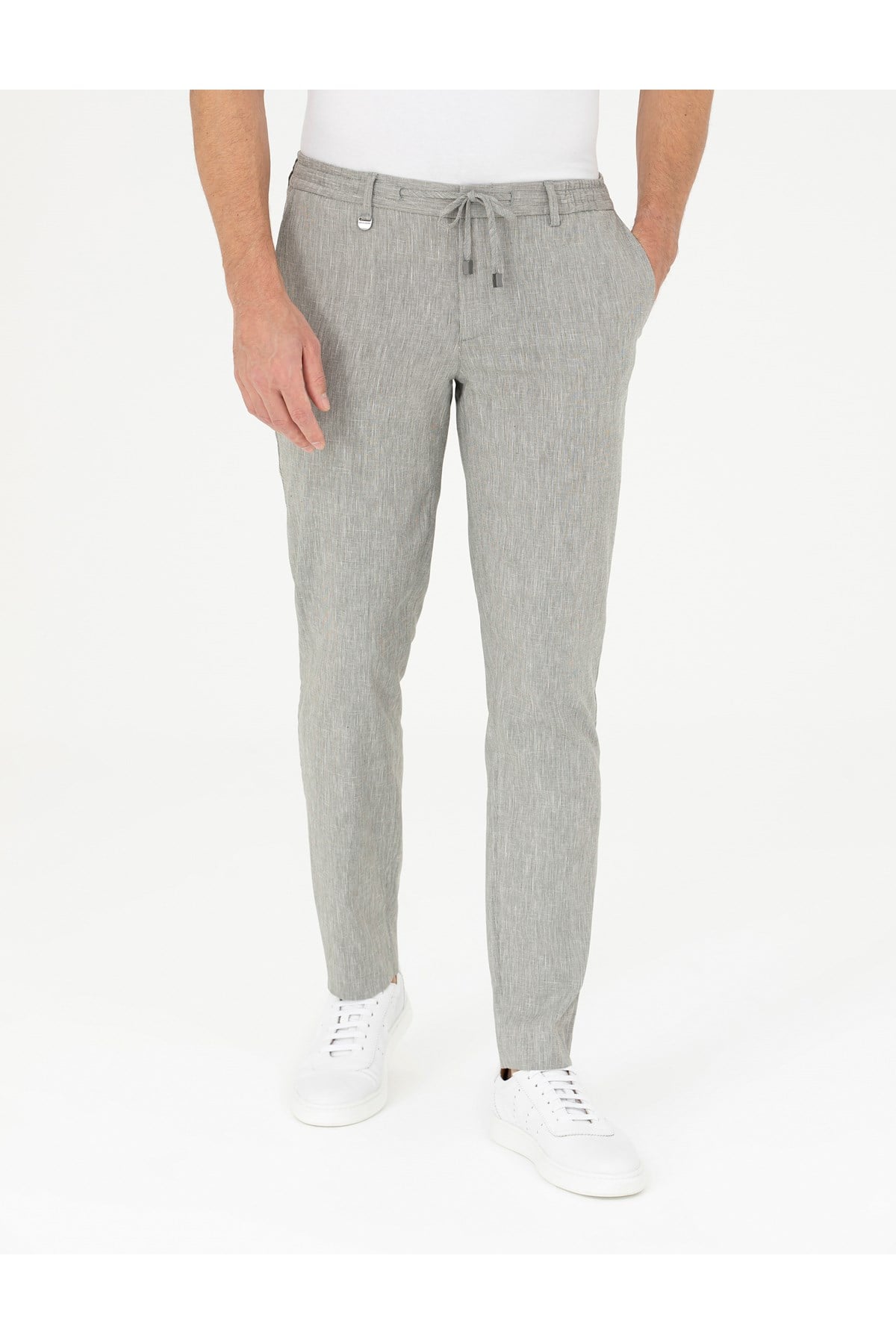 Gri Ex. Slim Fit Keten Karışımlı Kumaş Pantolon 50284934-VR024