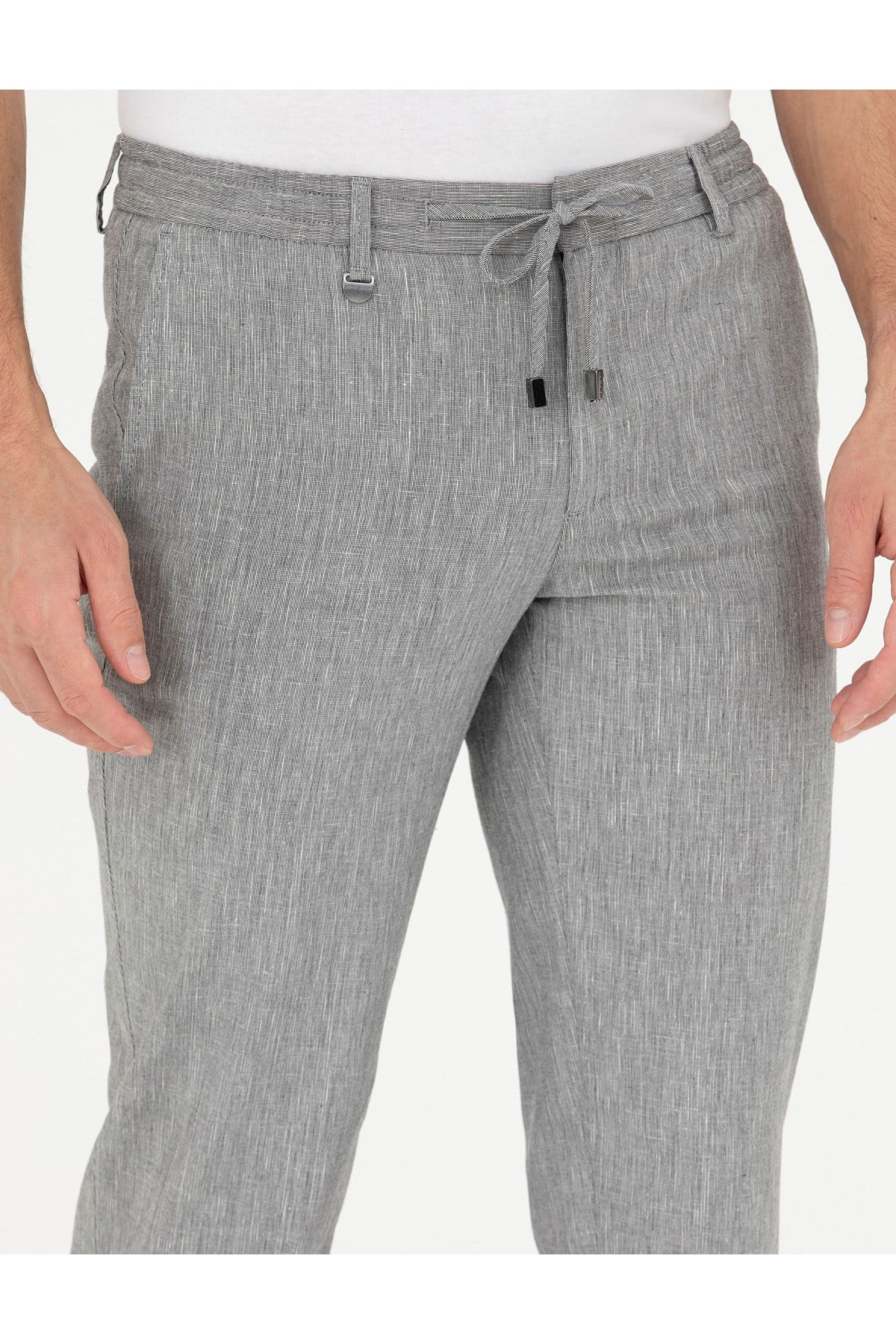 Gri Ex. Slim Fit Keten Karışımlı Kumaş Pantolon 50284934-VR024