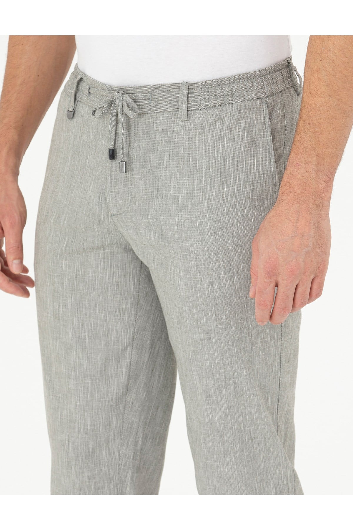 Gri Ex. Slim Fit Keten Karışımlı Kumaş Pantolon 50284934-VR024