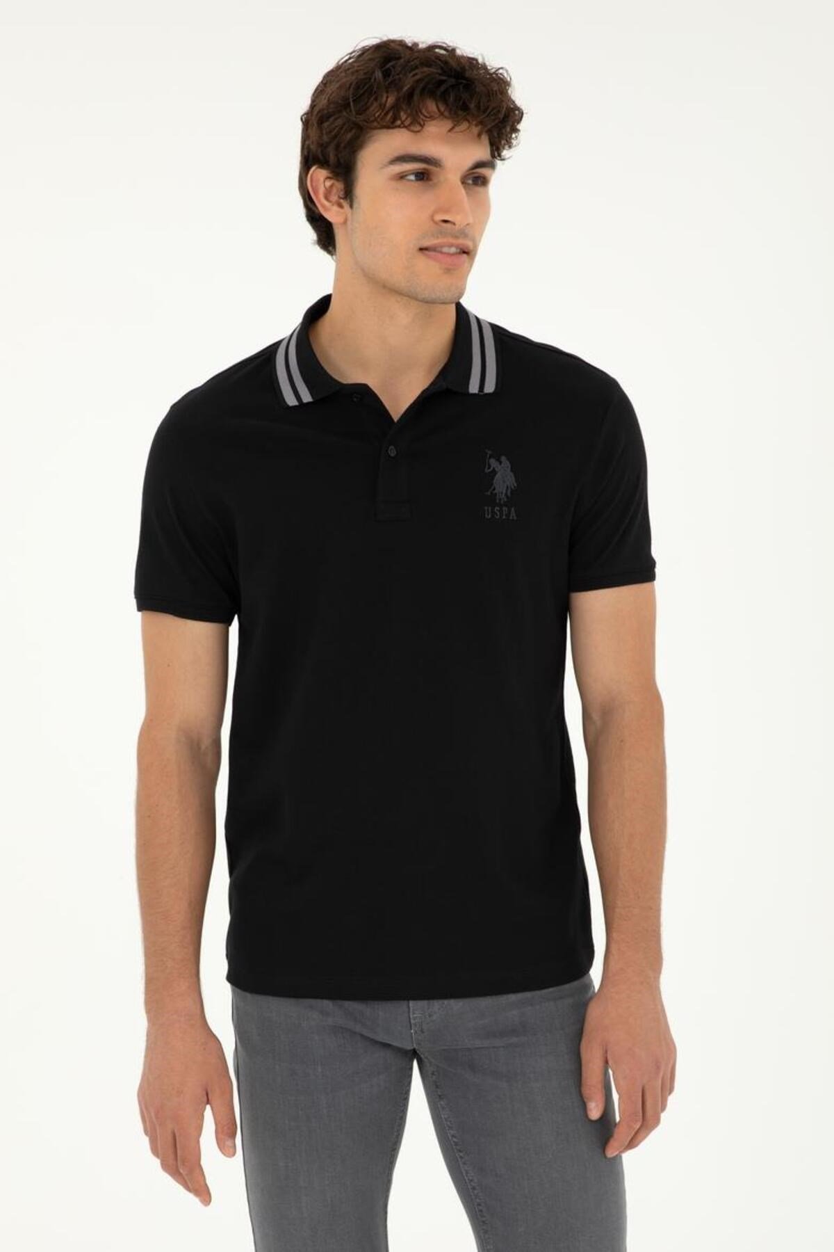 GSD01IY024 Siyah Erkek Polo Yaka T-shirt 1792252