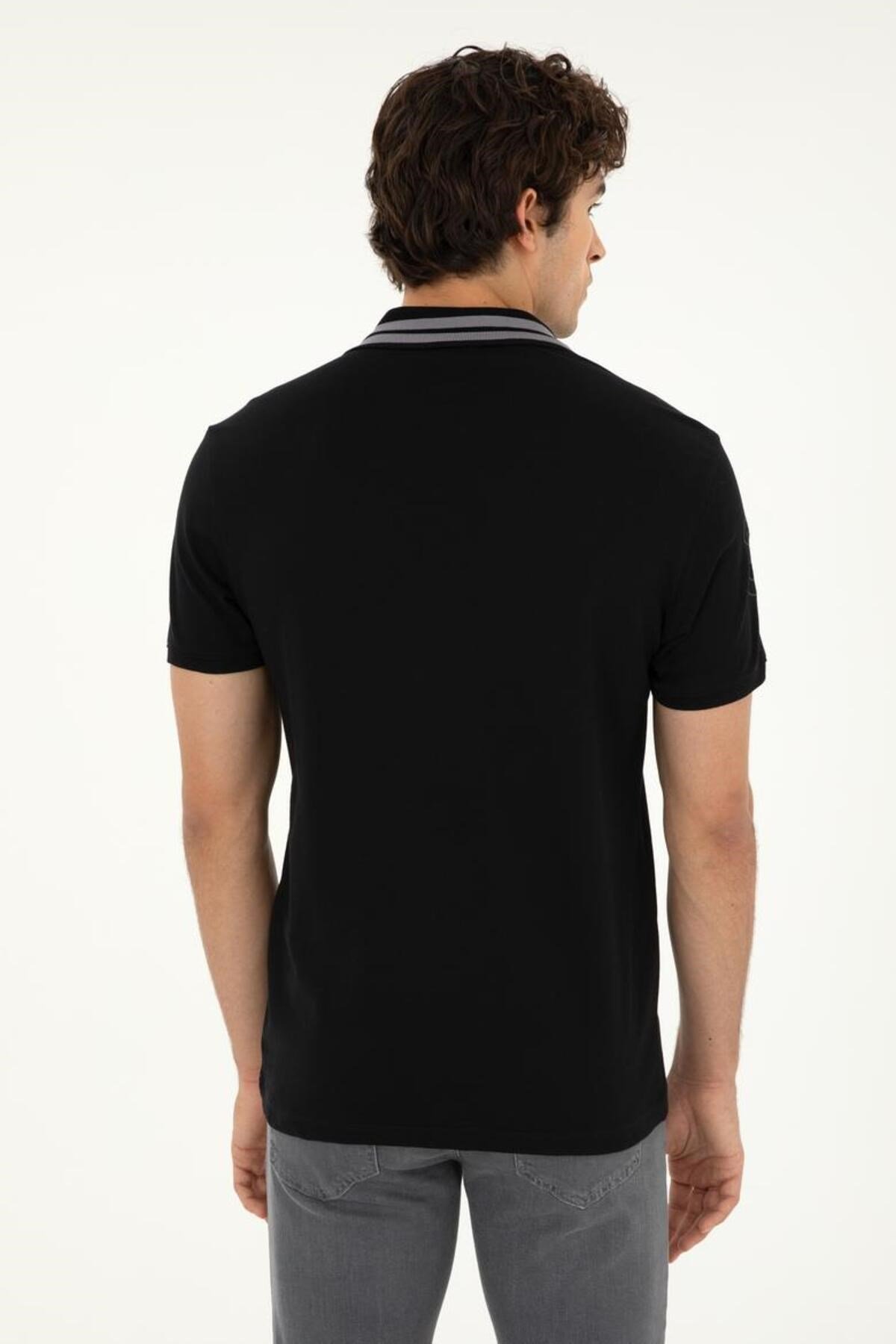 GSD01IY024 Siyah Erkek Polo Yaka T-shirt 1792252