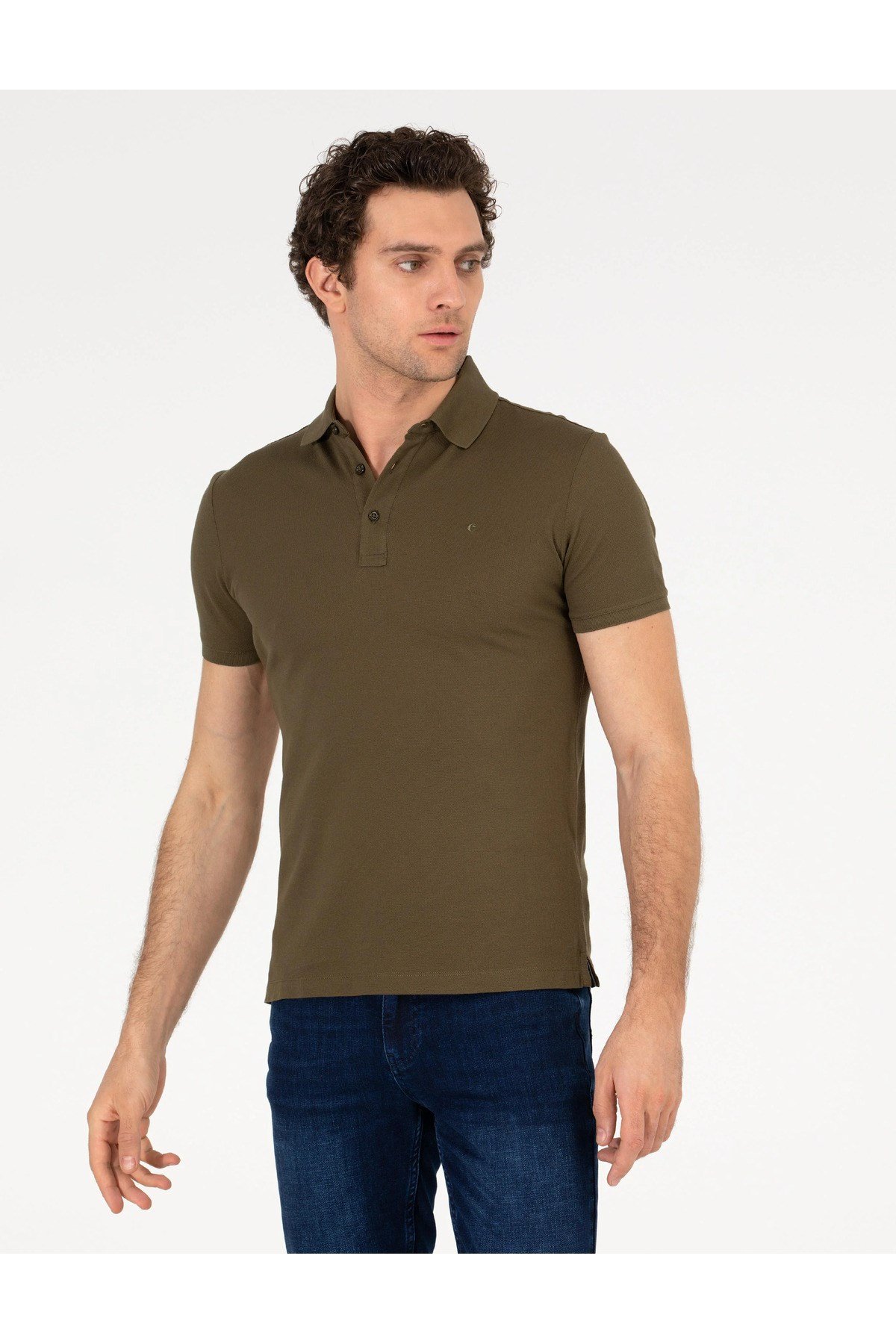 Haki Siyah Polo Yaka Slim Fit Basic T-Shirt G051SZ011.000.1592189.VR027