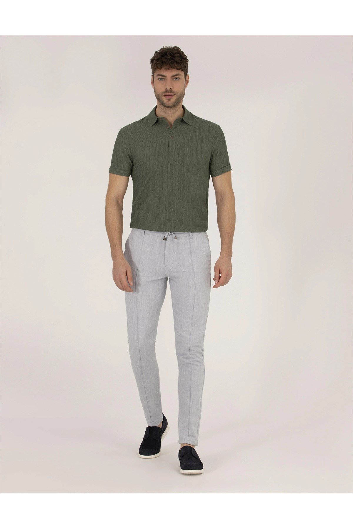 Haki Slim Fit Dokulu Polo Yaka Tişört G021SZ011.000.1619865.VR027