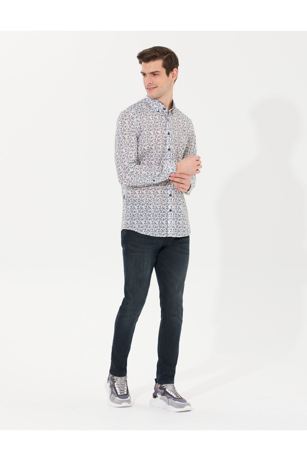 Haki Slim Fit Uzun Kollu Gömlek 50265028-vr027