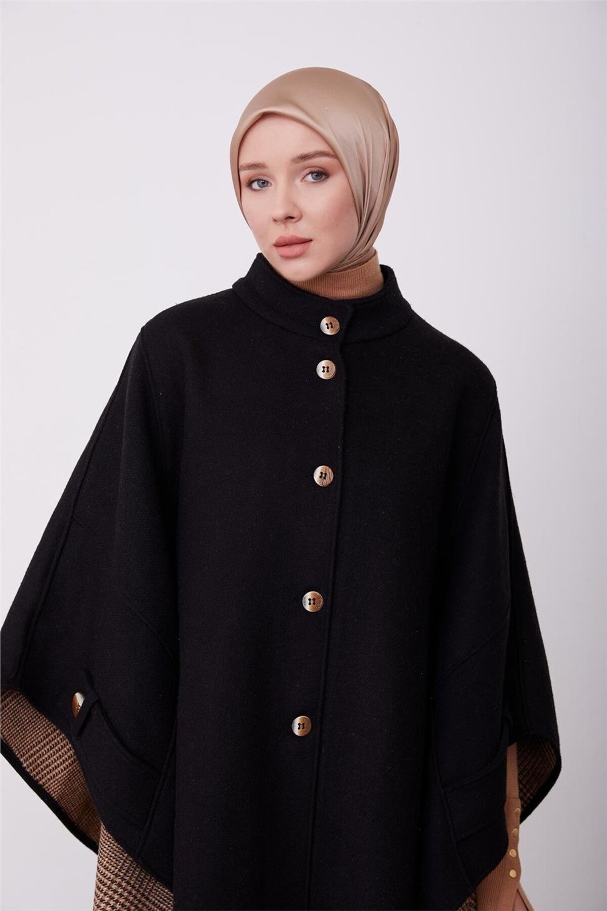 İçi Elbiseli Panço 23K7300 Siyah