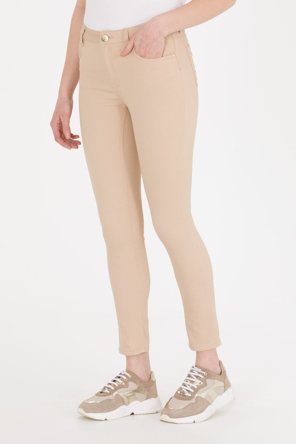 Kadın Dokuma Spor Pantolon Kum 1600235