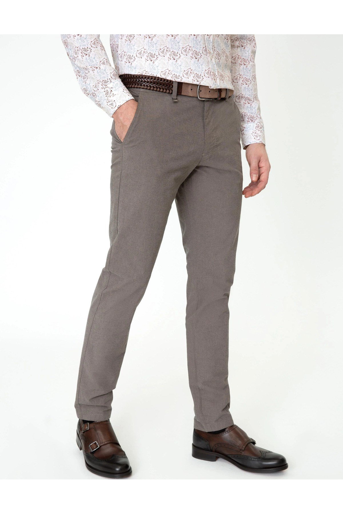 Kahverengi Slim Fit Kanvas Pantolon