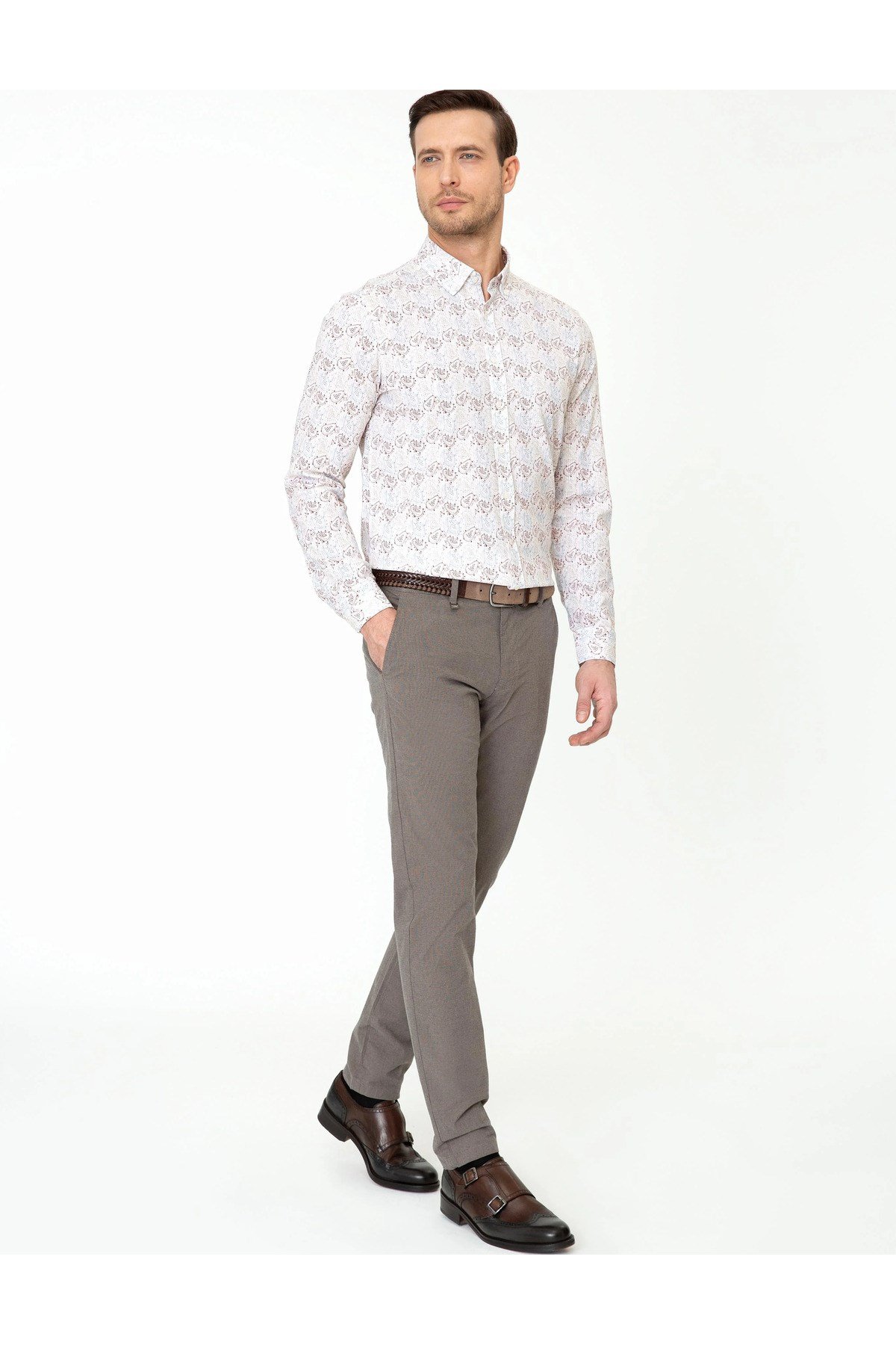 Kahverengi Slim Fit Kanvas Pantolon
