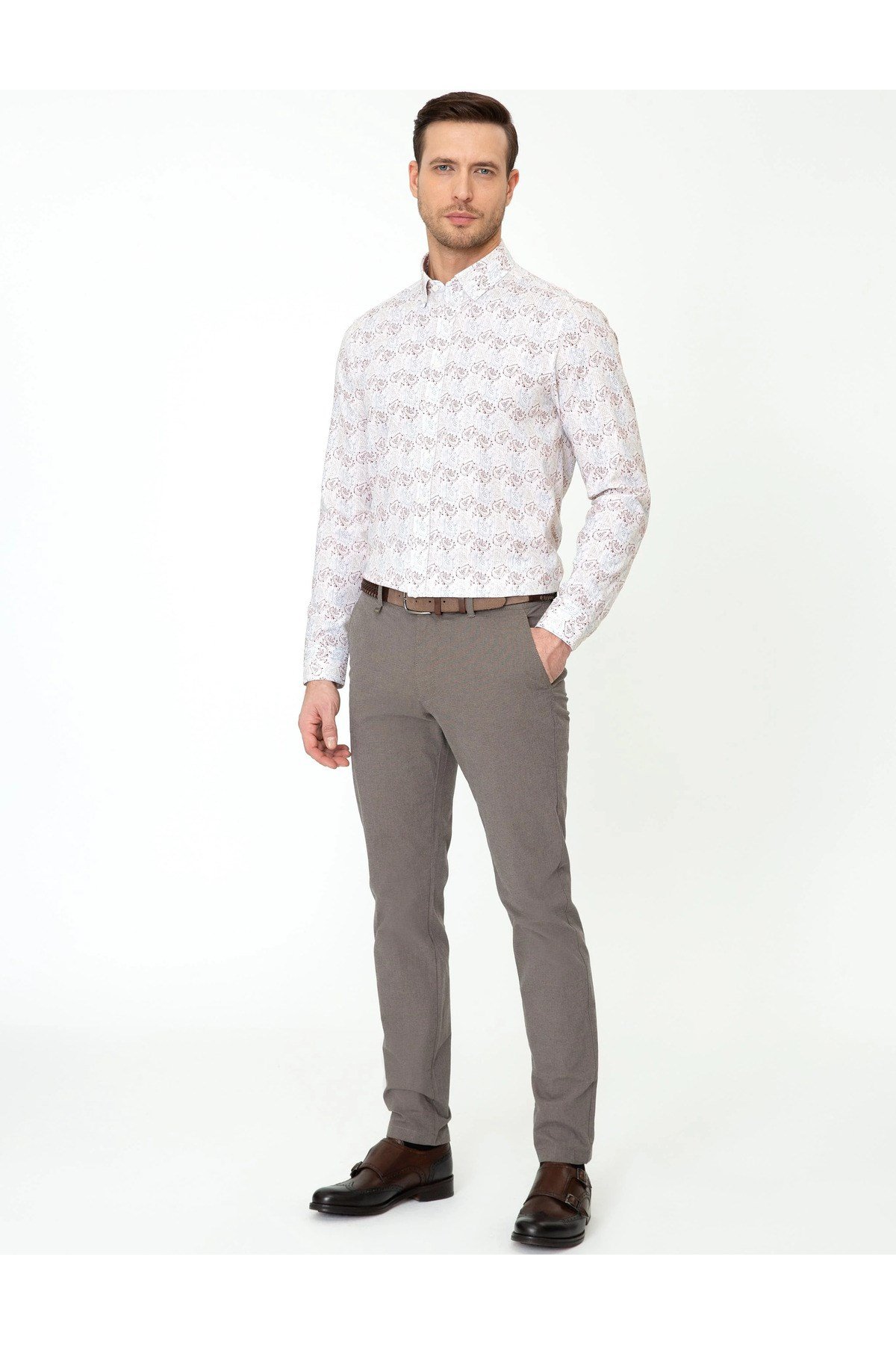 Kahverengi Slim Fit Kanvas Pantolon