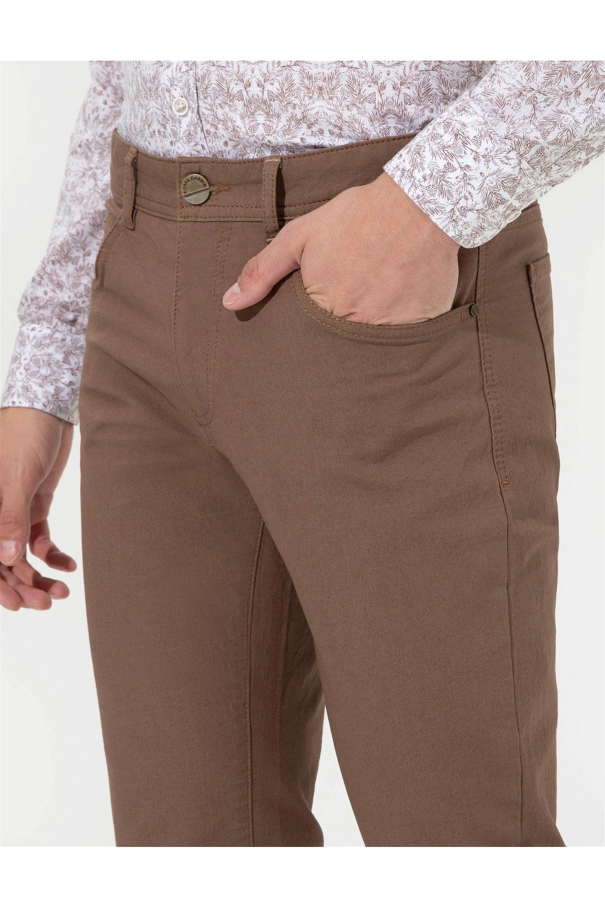 Kahverengi Slim Fit Kanvas Pantolon G021SZ078.000.1414330.VR033