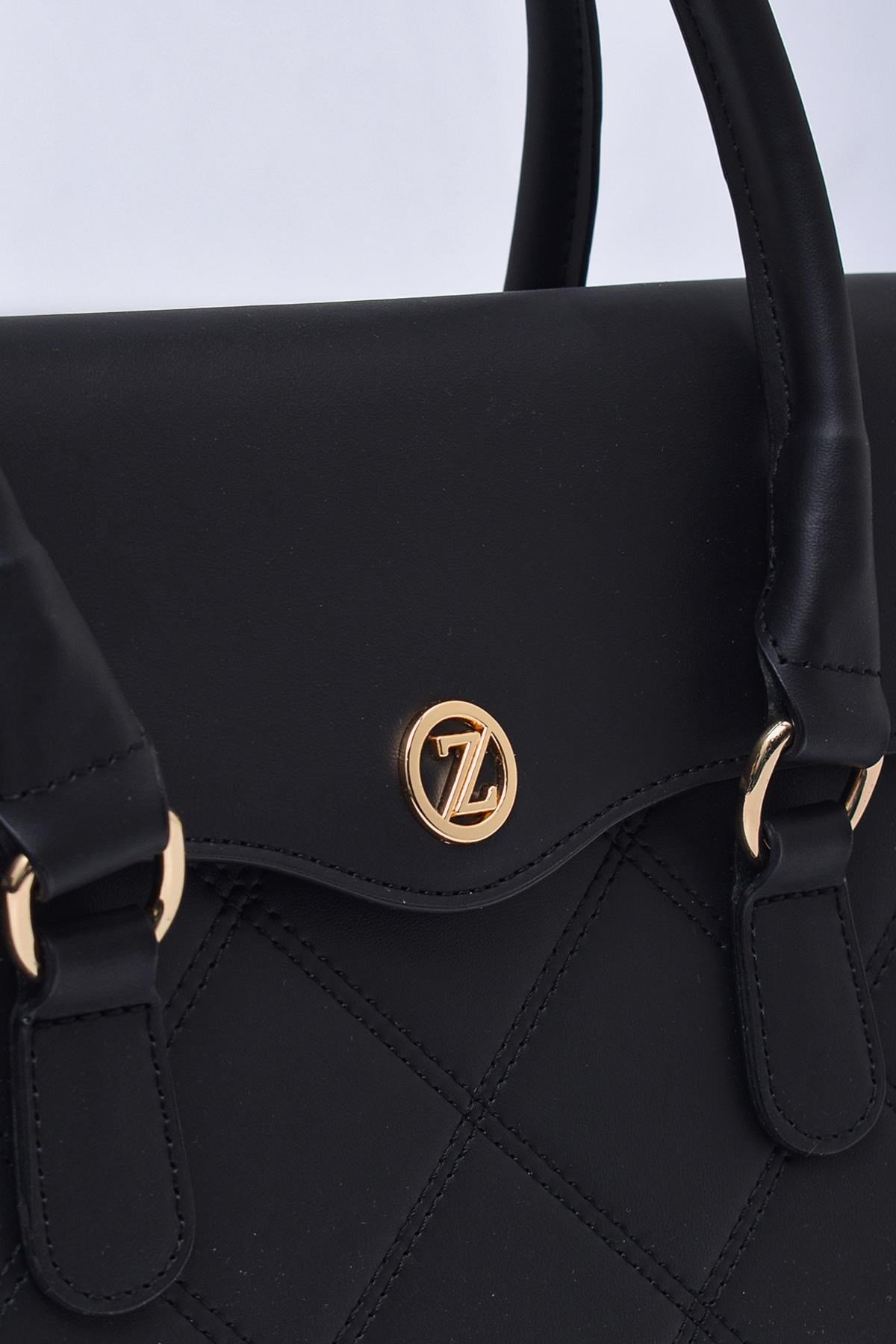 Kapitone El Ve Omuz Siyah Çanta 0006