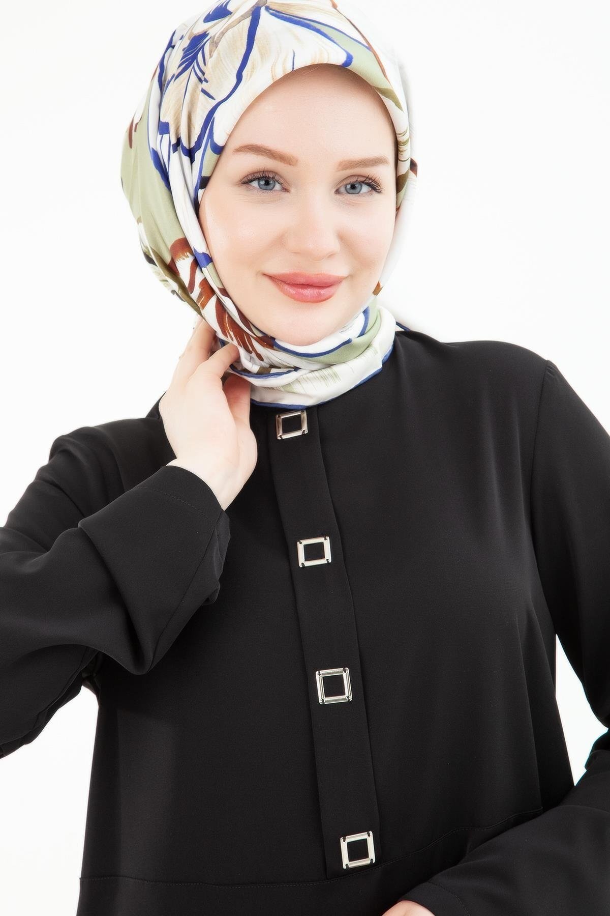 Kare Çıtçıtlı Tunik Siyah 24YT451