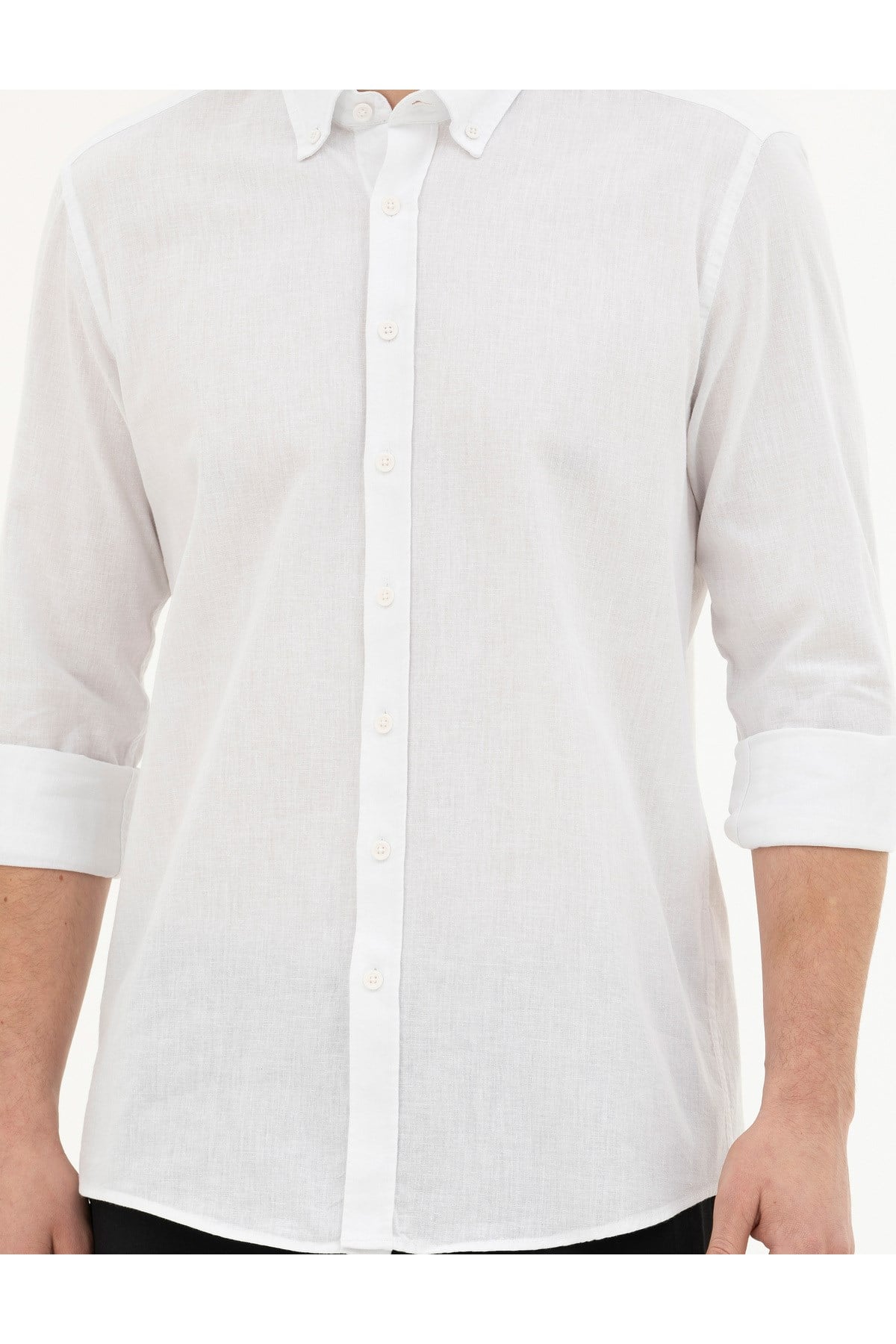 Keten Karışımlı Regular Fit Uzun Kollu Gömlek 1834748