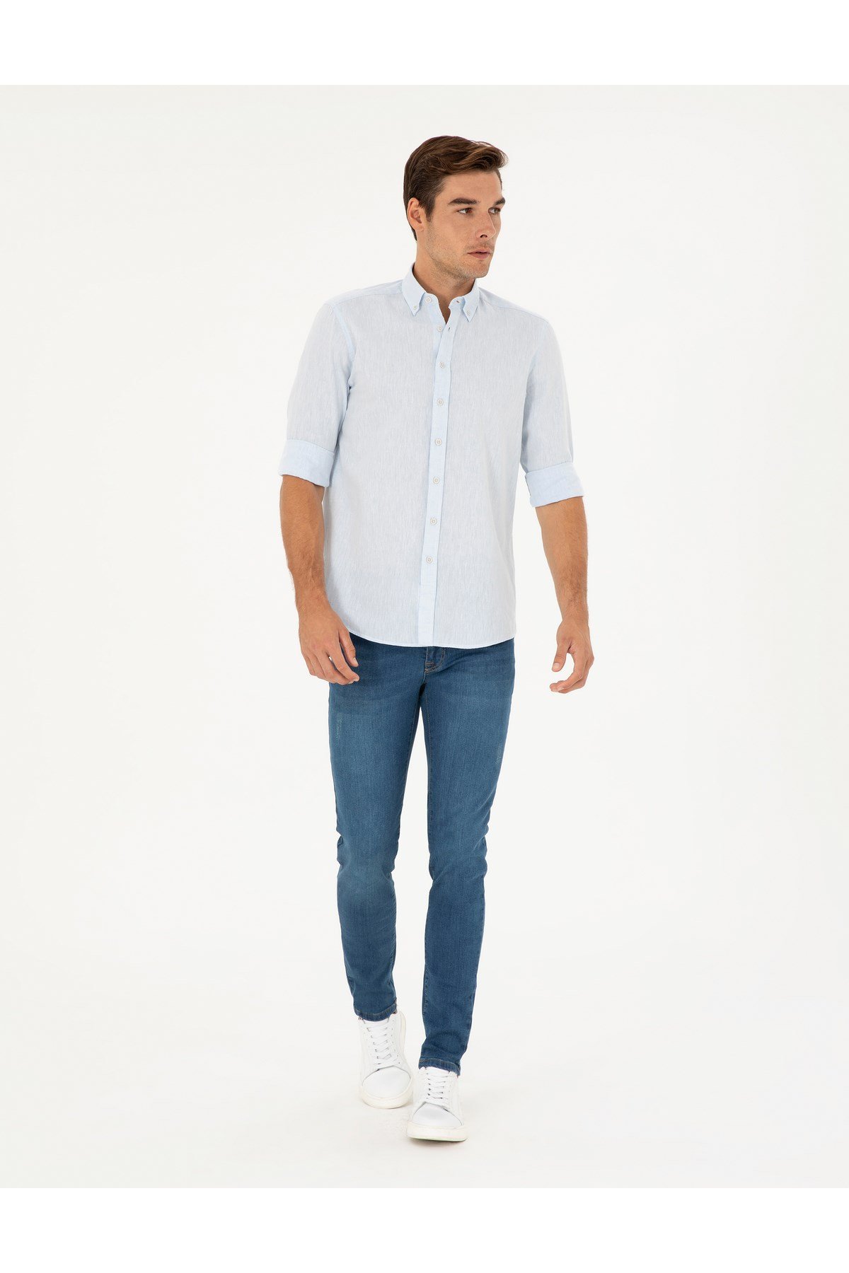 Keten Karışımlı Regular Fit Uzun Kollu Gömlek 1834748