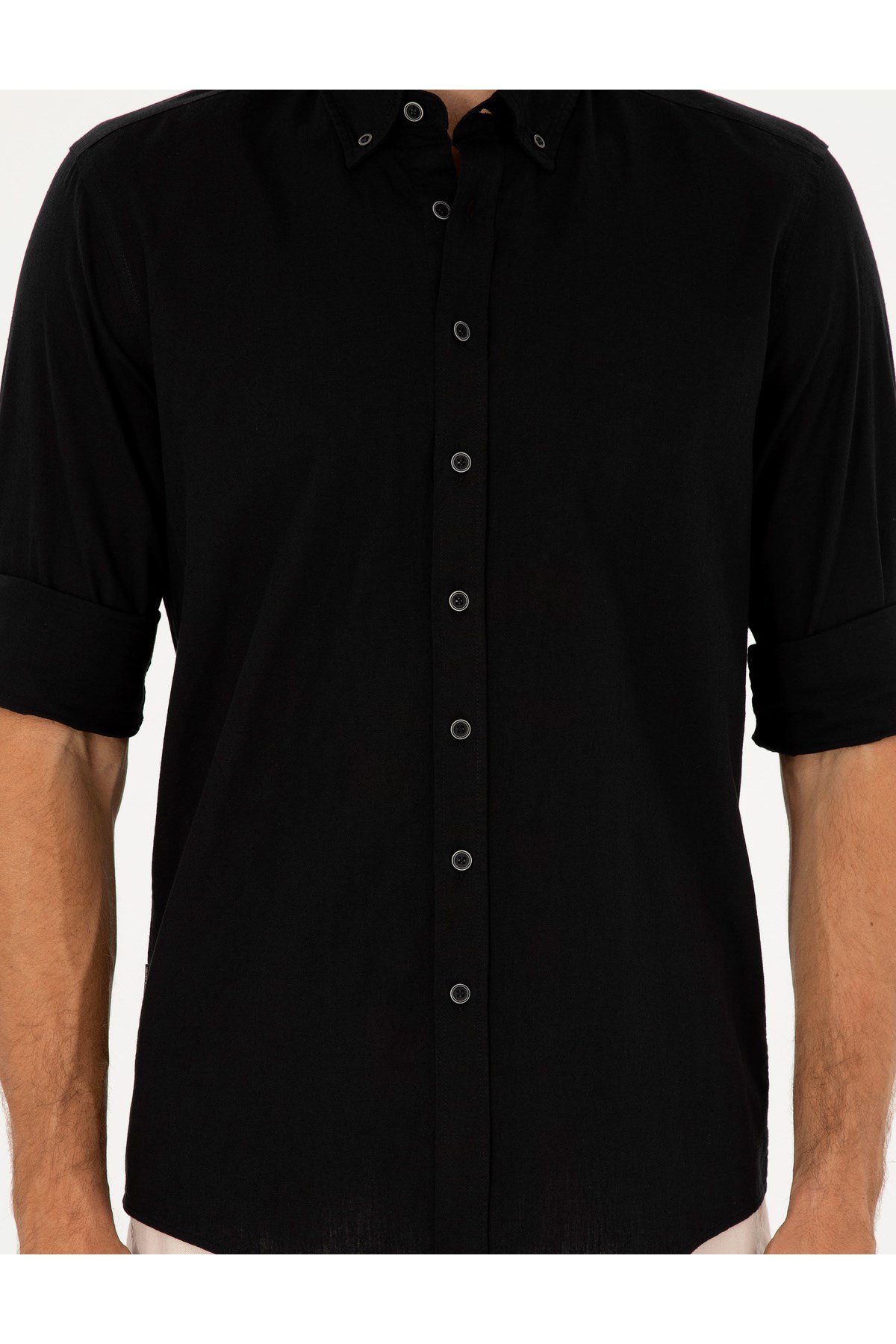 Keten Karışımlı Regular Fit Uzun Kollu Gömlek 1834748