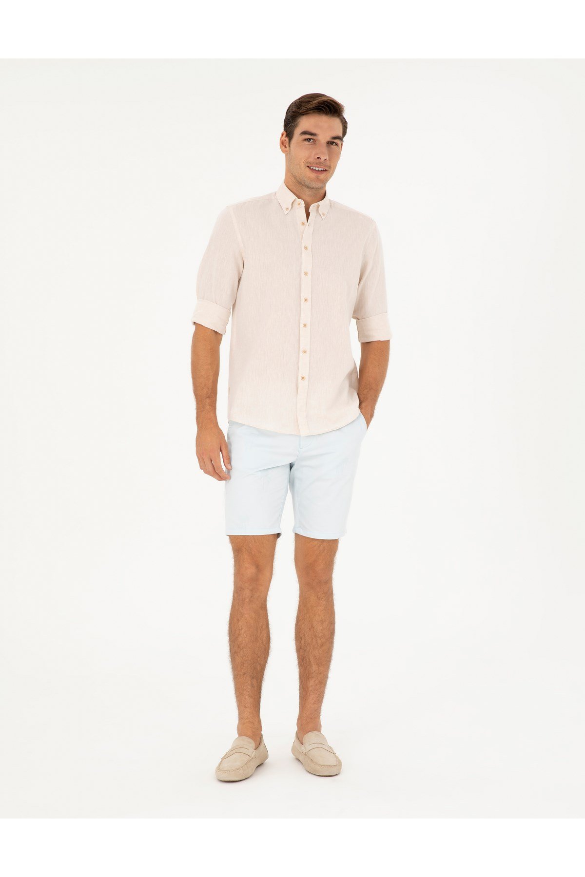 Keten Karışımlı Regular Fit Uzun Kollu Gömlek 1834748