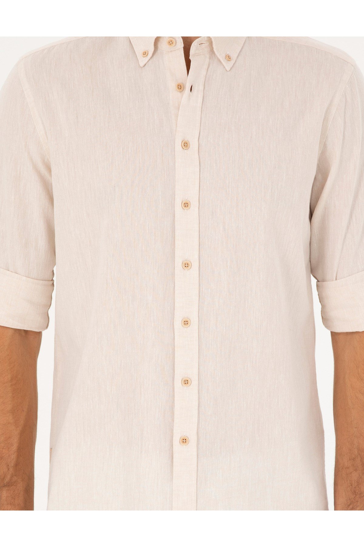 Keten Karışımlı Regular Fit Uzun Kollu Gömlek 1834748